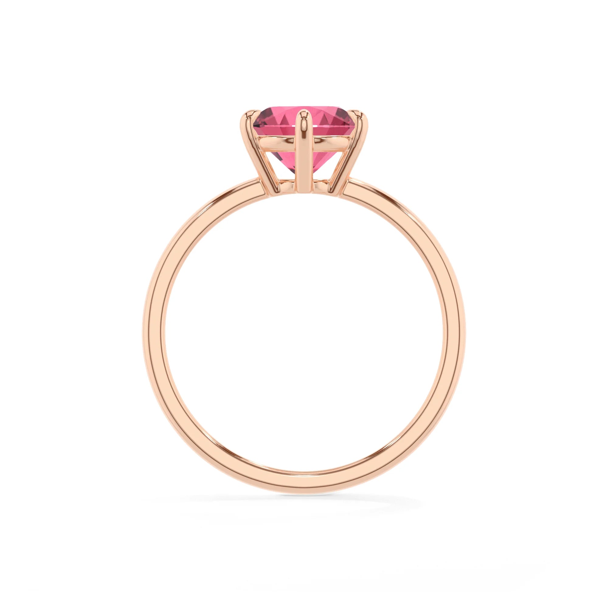 lab grown pink-tourmaline round solitaire rings in rose gold 