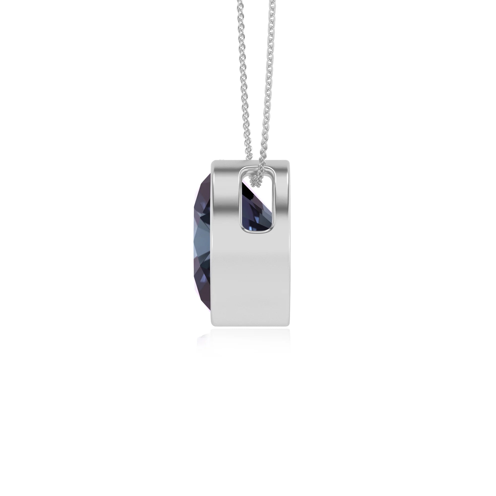 lab grown alexandrite round solitaire necklaces in sterling silver 