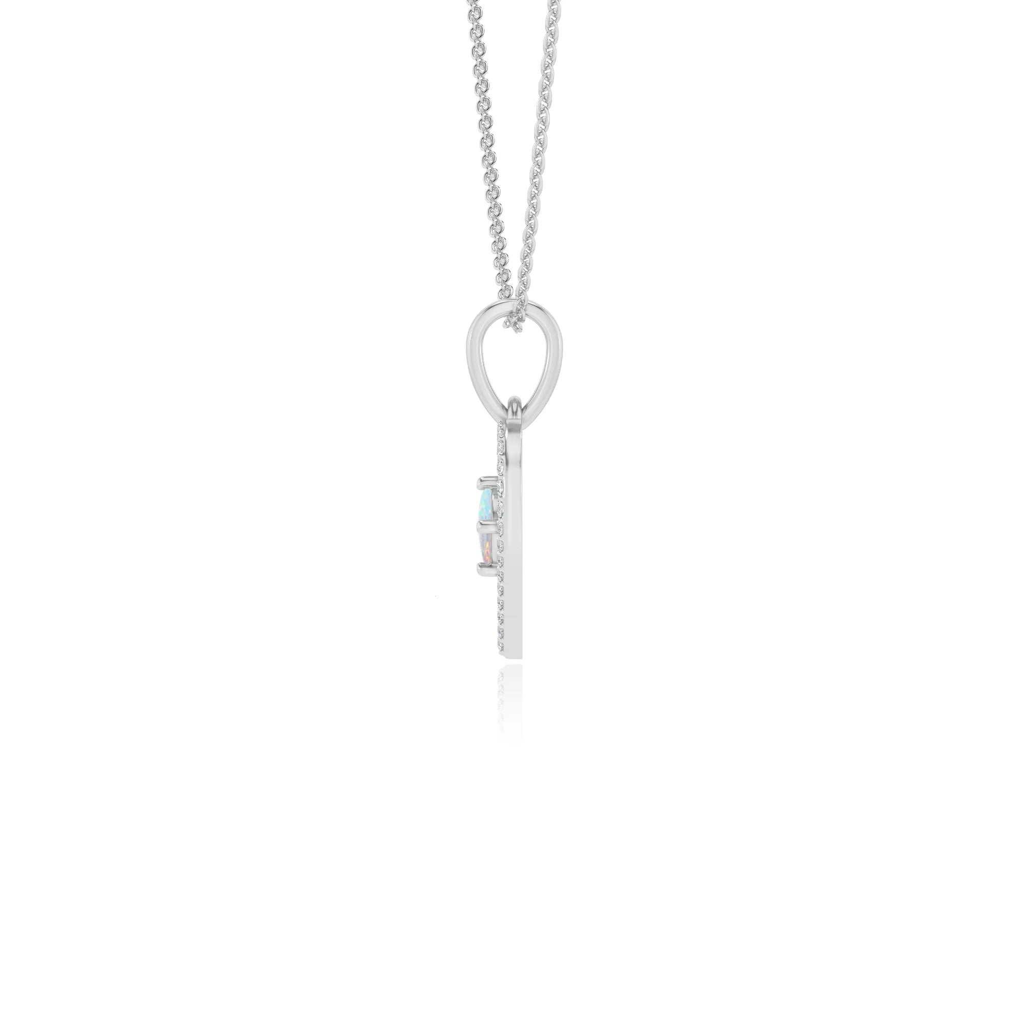 lab grown opal round infinity necklaces in white gold 