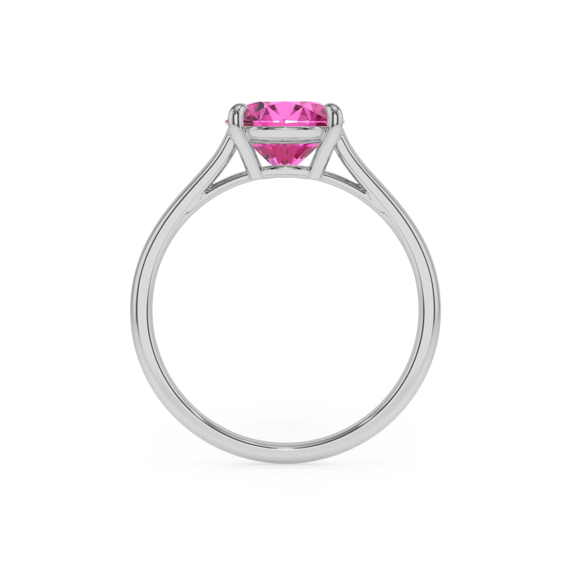 lab grown pink-sapphire pear solitaire rings in platinum 