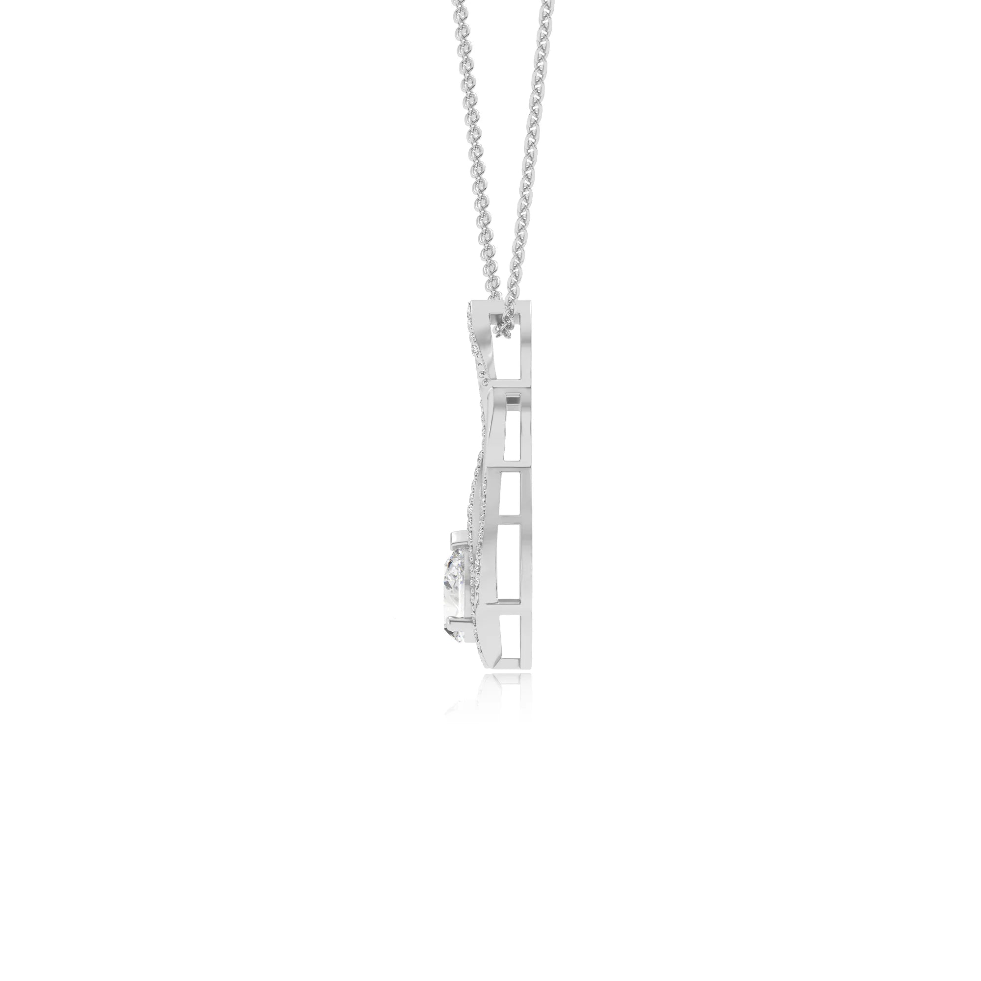 lab grown moissanite pear solitaire necklaces in white gold 