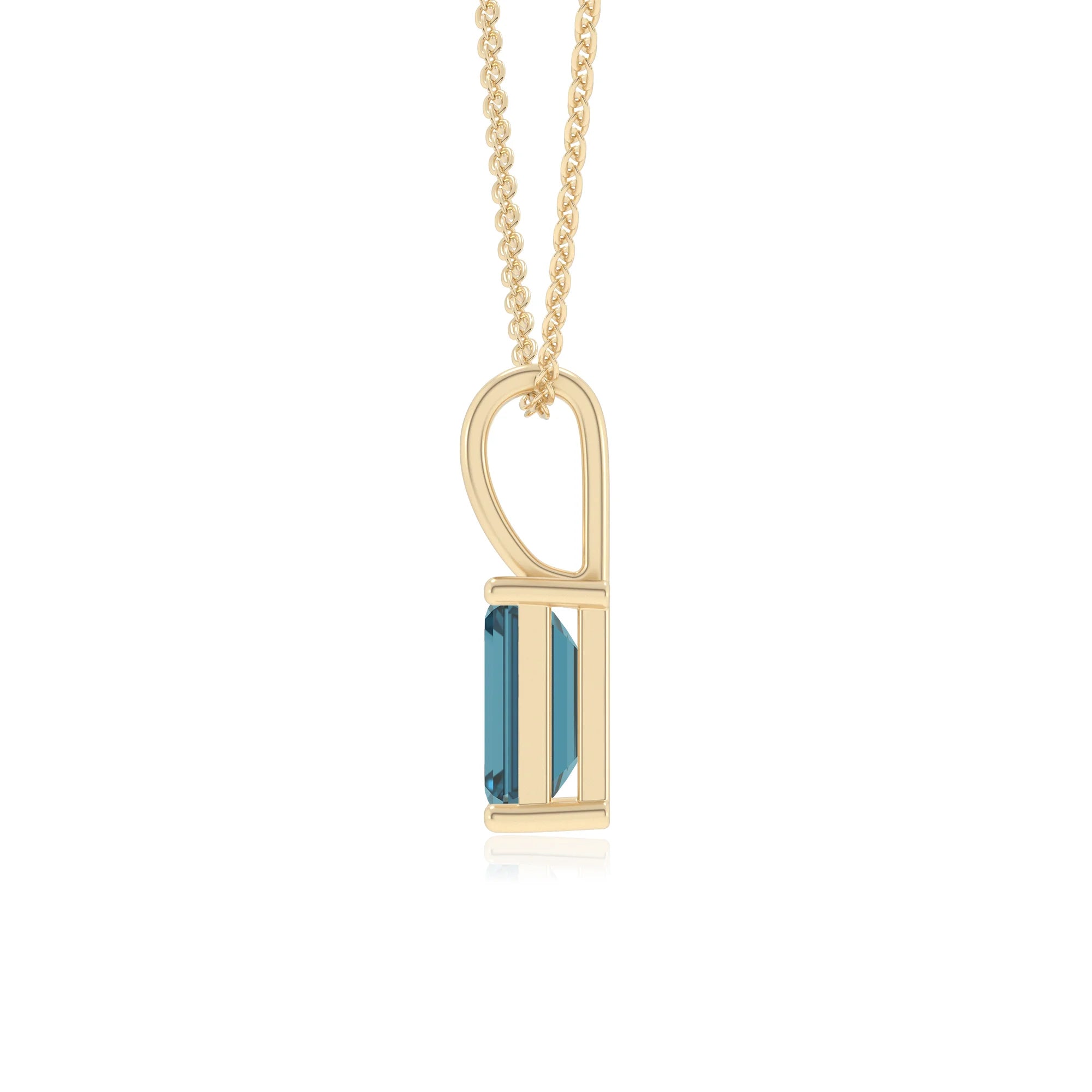 natural london-blue-topaz emerald cut solitaire necklaces in yellow gold 