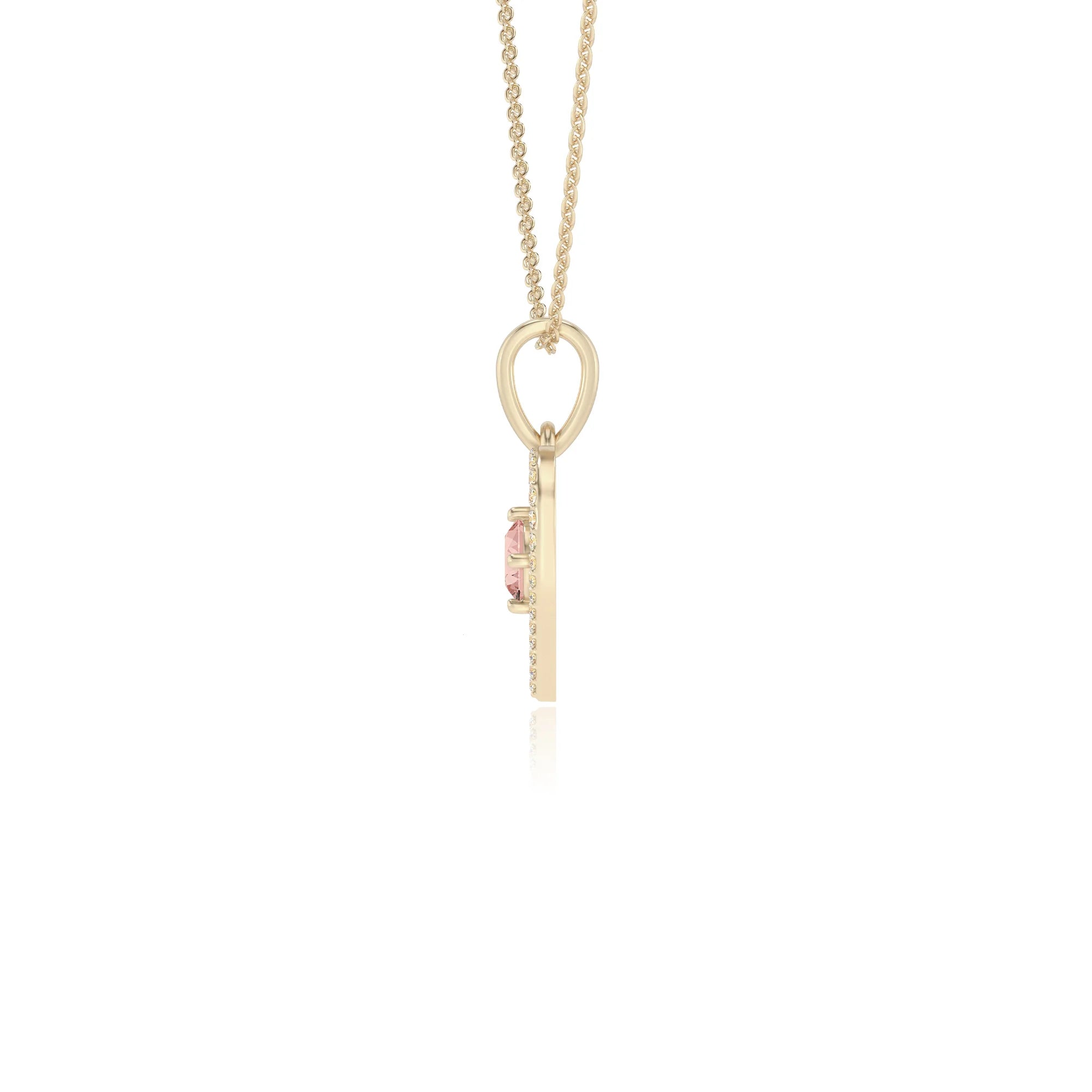lab grown morganite round infinity necklaces in yellow gold 