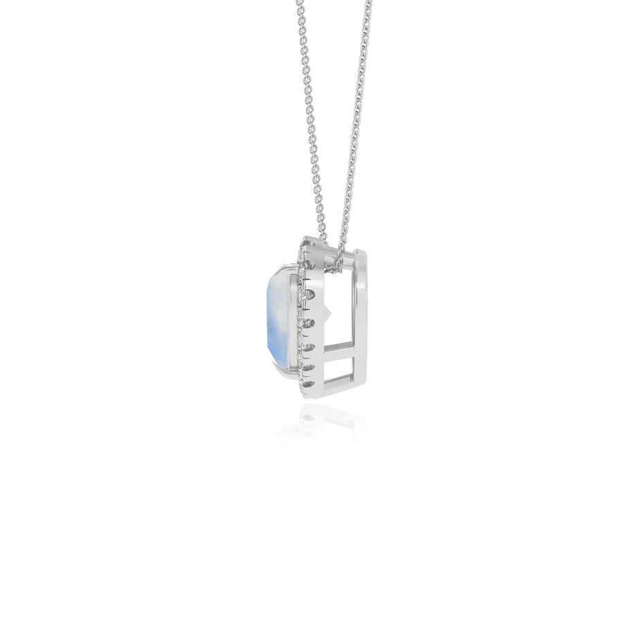 natural rainbow moonstone heart solitaire necklaces in sterling silver 