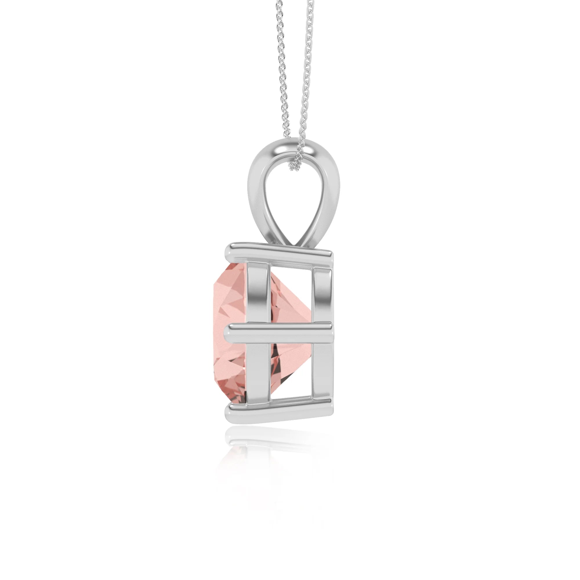 lab grown morganite round solitaire necklaces in platinum 