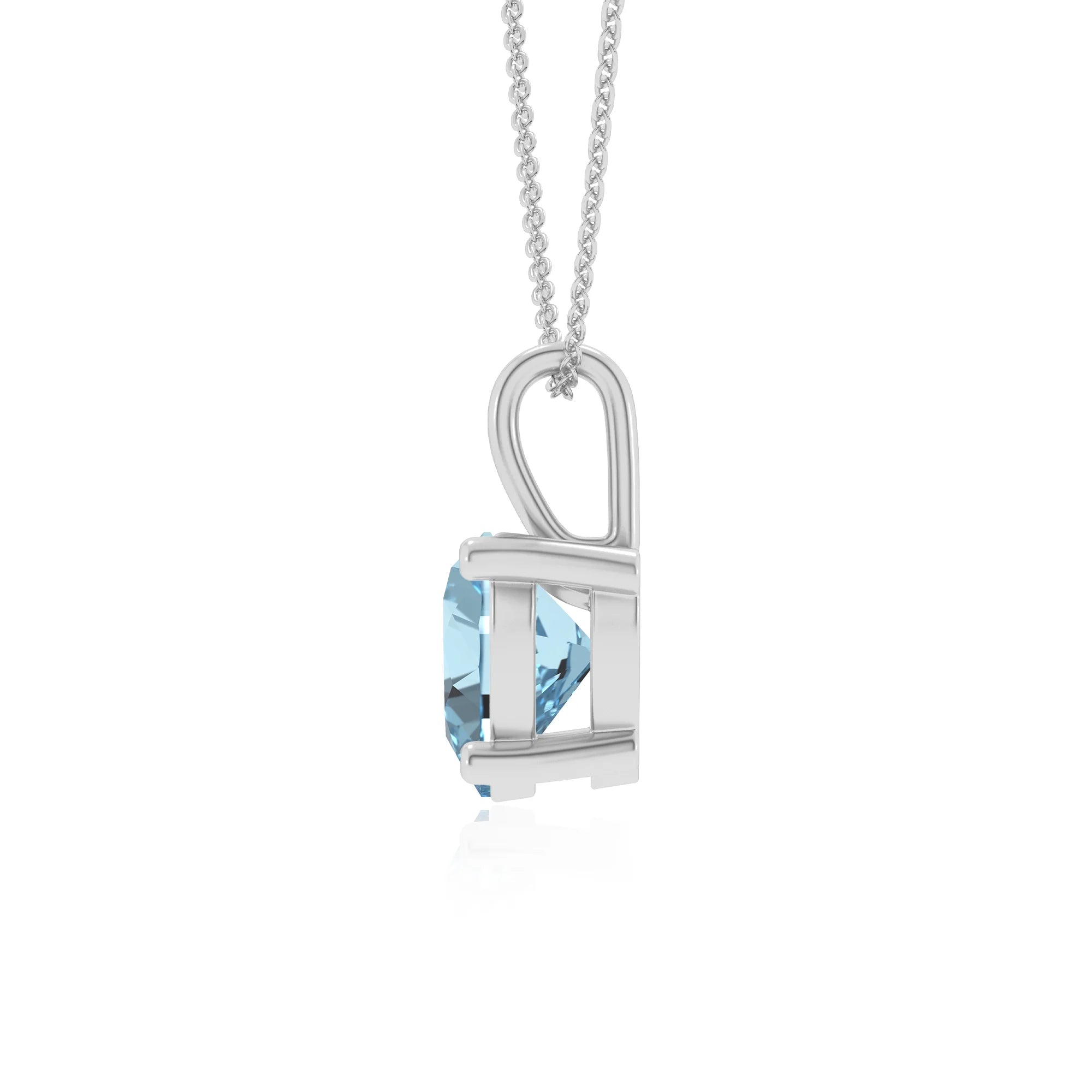 lab grown aquamarine heart solitaire necklaces in platinum 