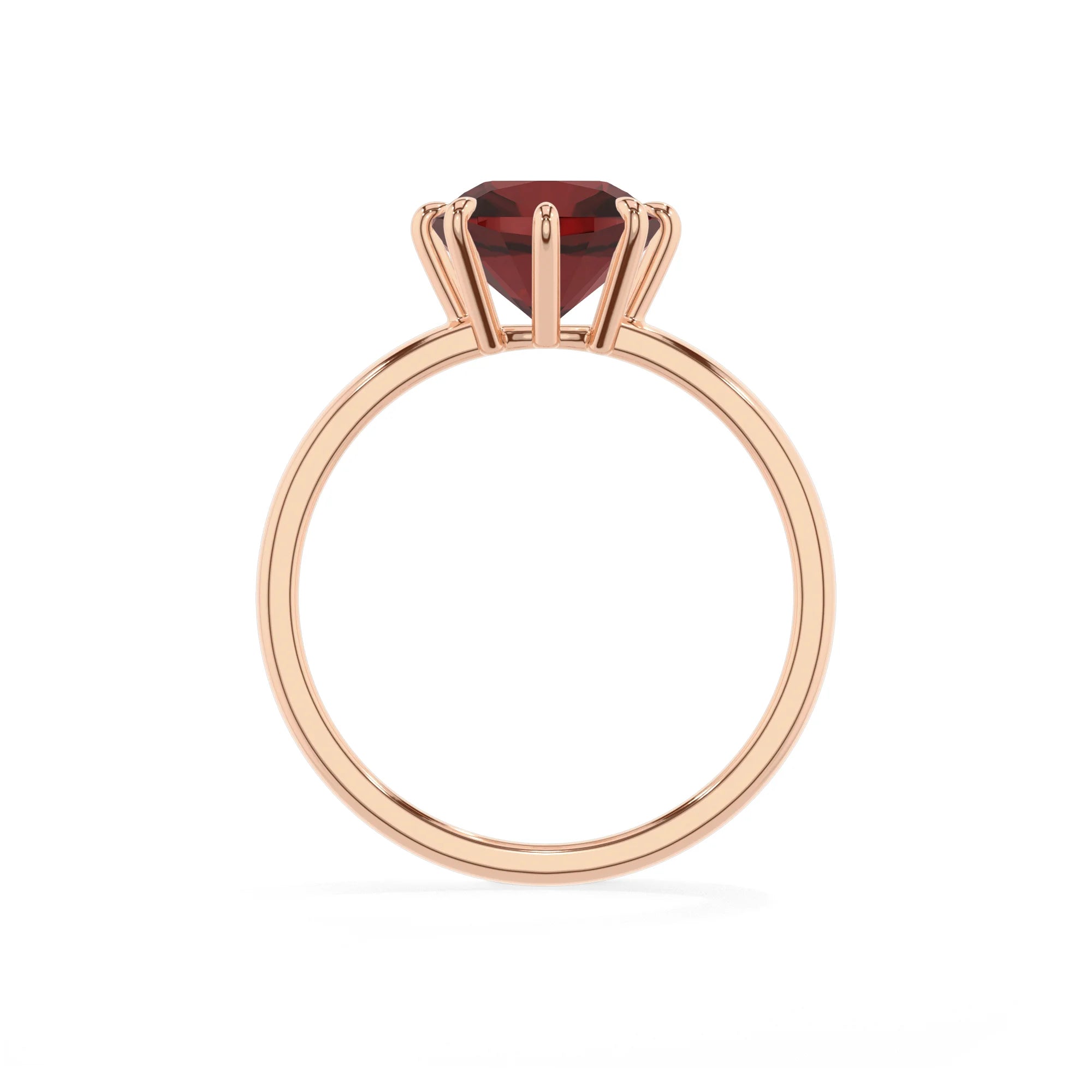 natural garnet cushion solitaire rings in rose gold 