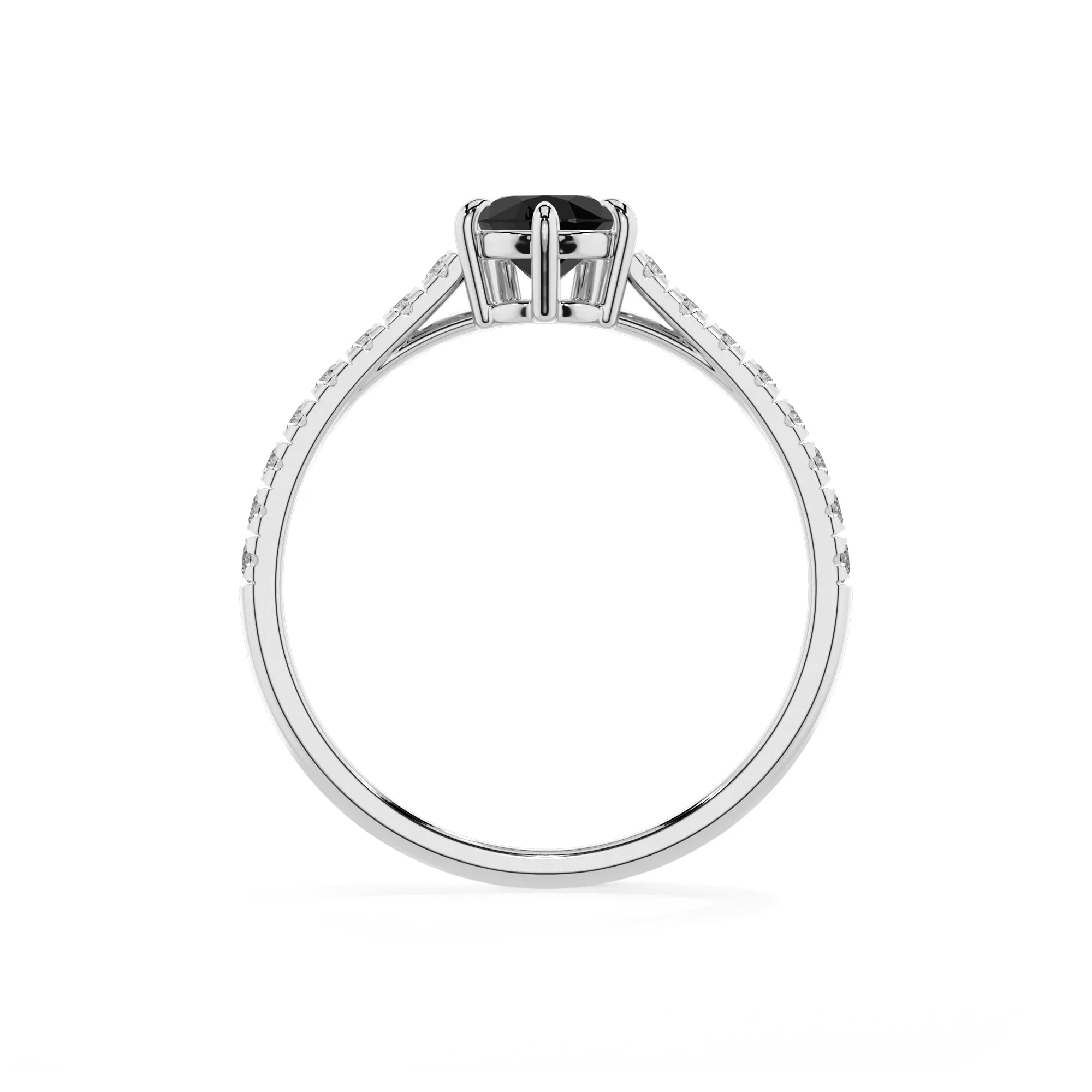 natural black-onyx pear half eternity solitaire engagement rings in platinum 
