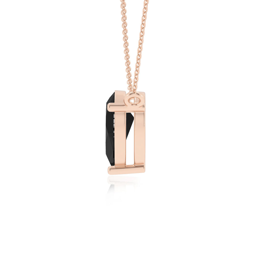 natural black-onyx pear solitaire necklaces in rose gold 