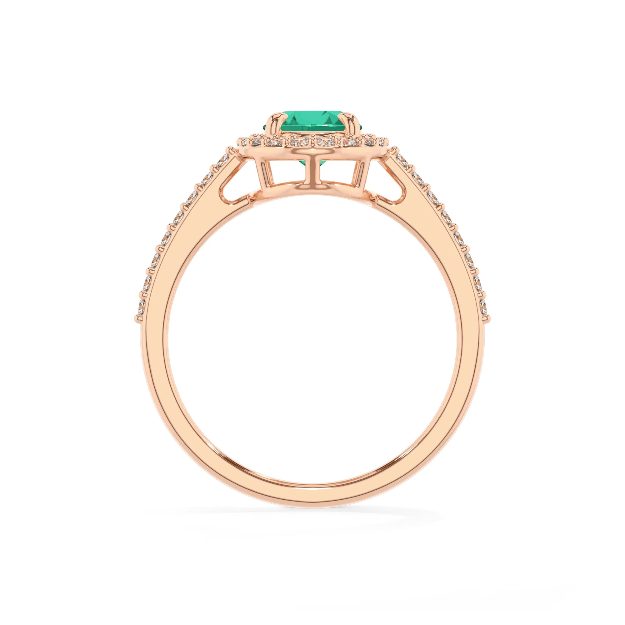 lab grown emerald oval solitaire rings in rose gold 
