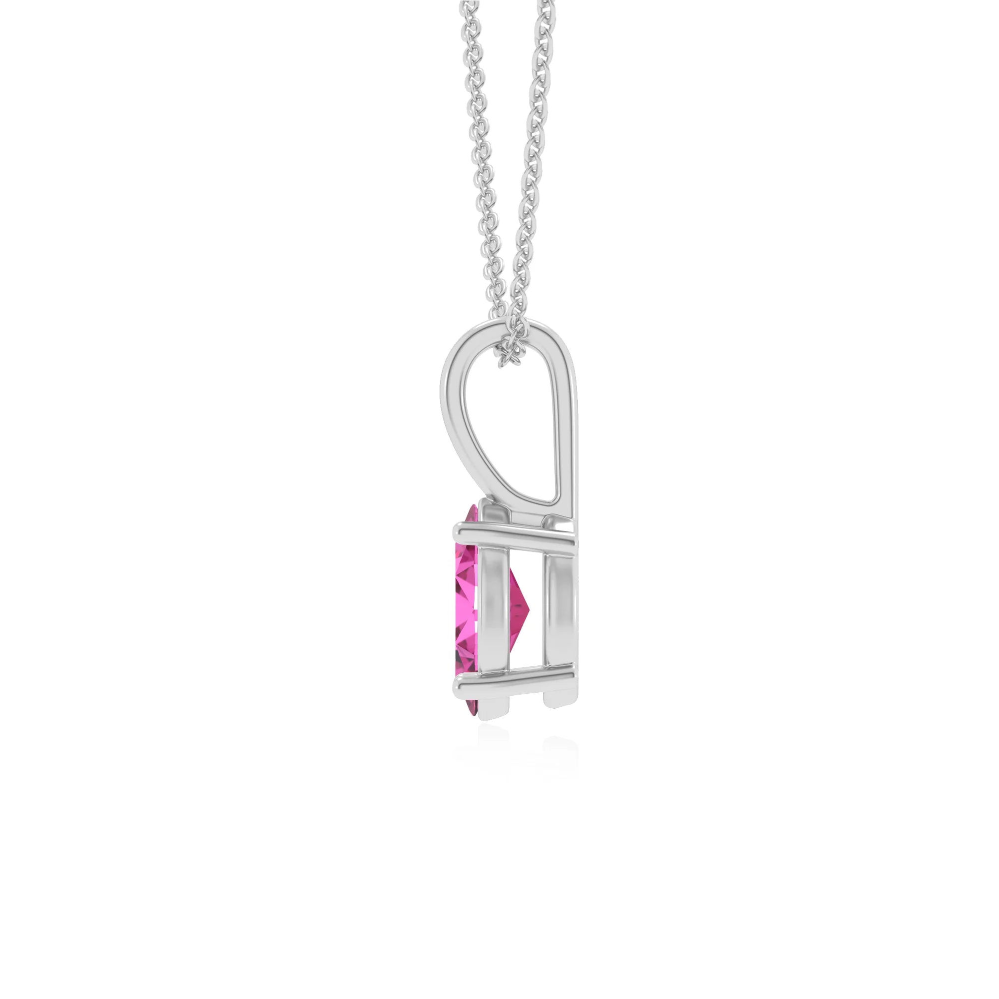 lab grown pink-sapphire oval solitaire necklaces in platinum 