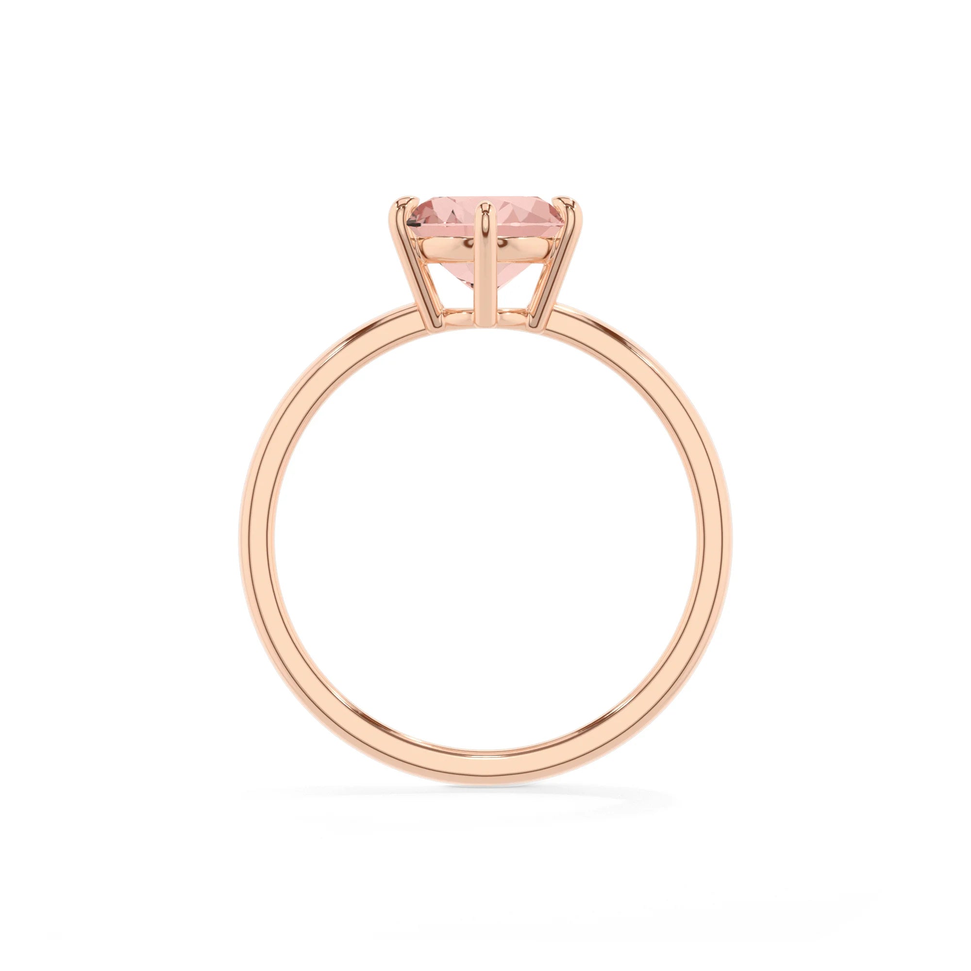 lab grown morganite oval solitaire rings in rose gold 