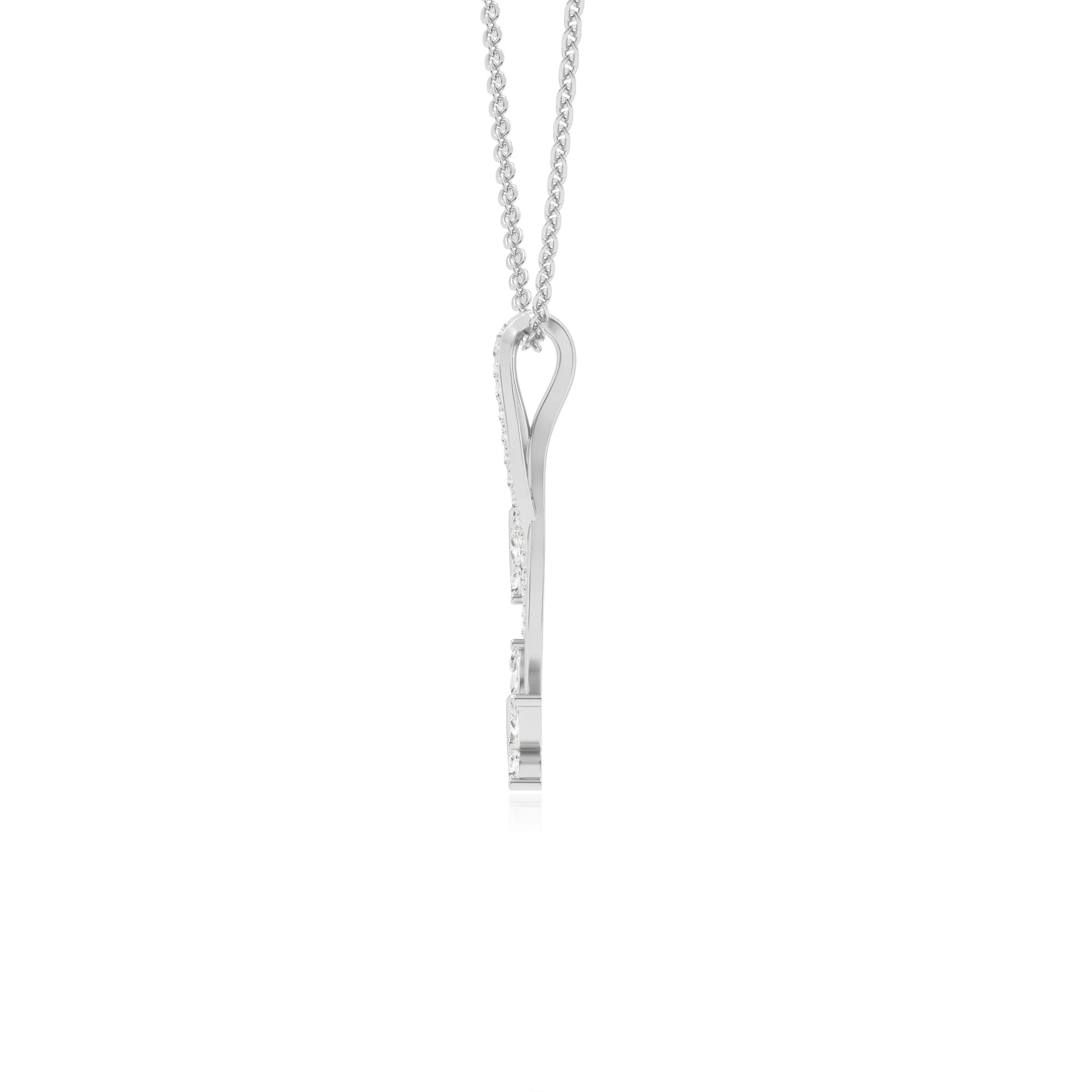lab grown moissanite marquise drop necklaces in white gold 