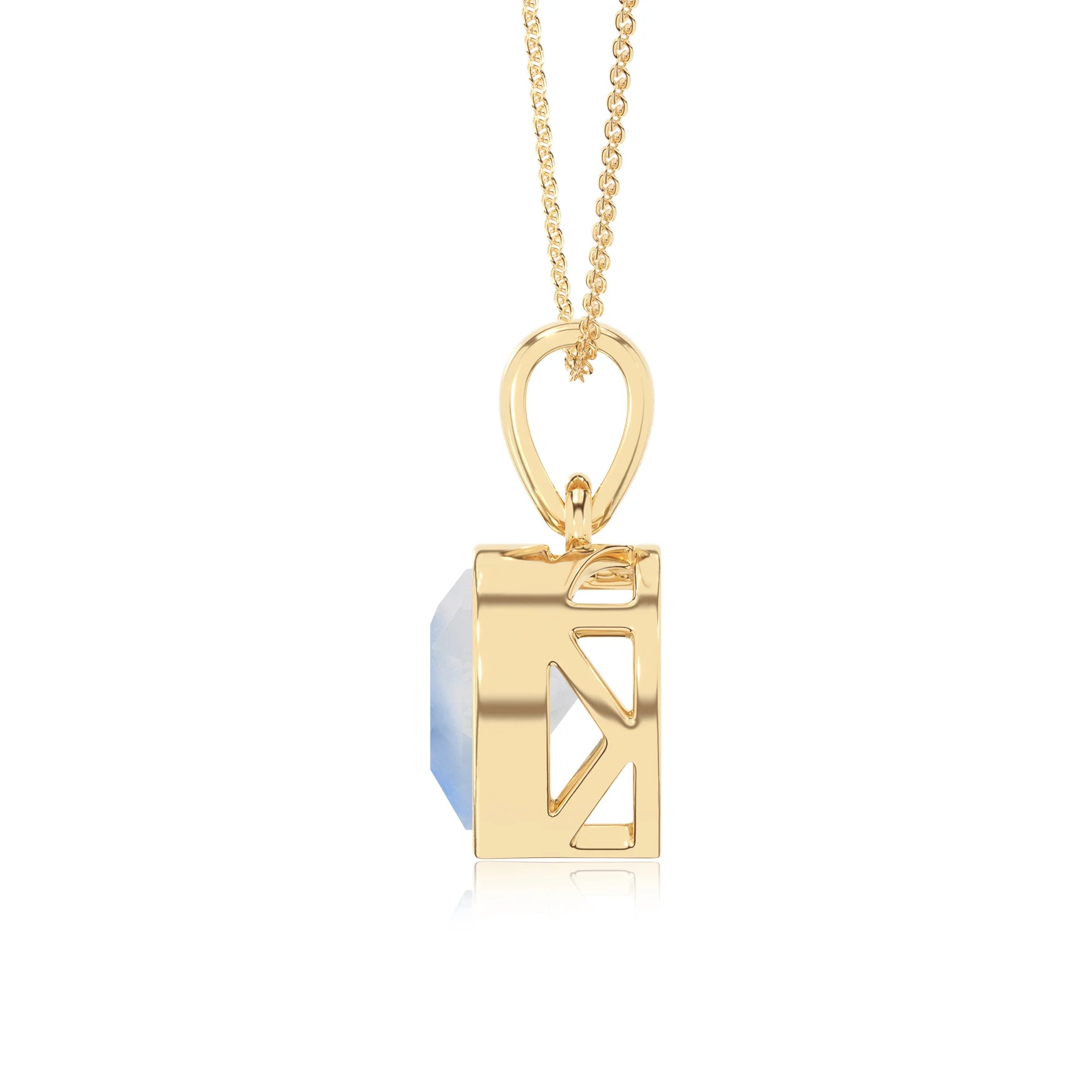 natural rainbow-moonstone heart solitaire necklaces in yellow gold 