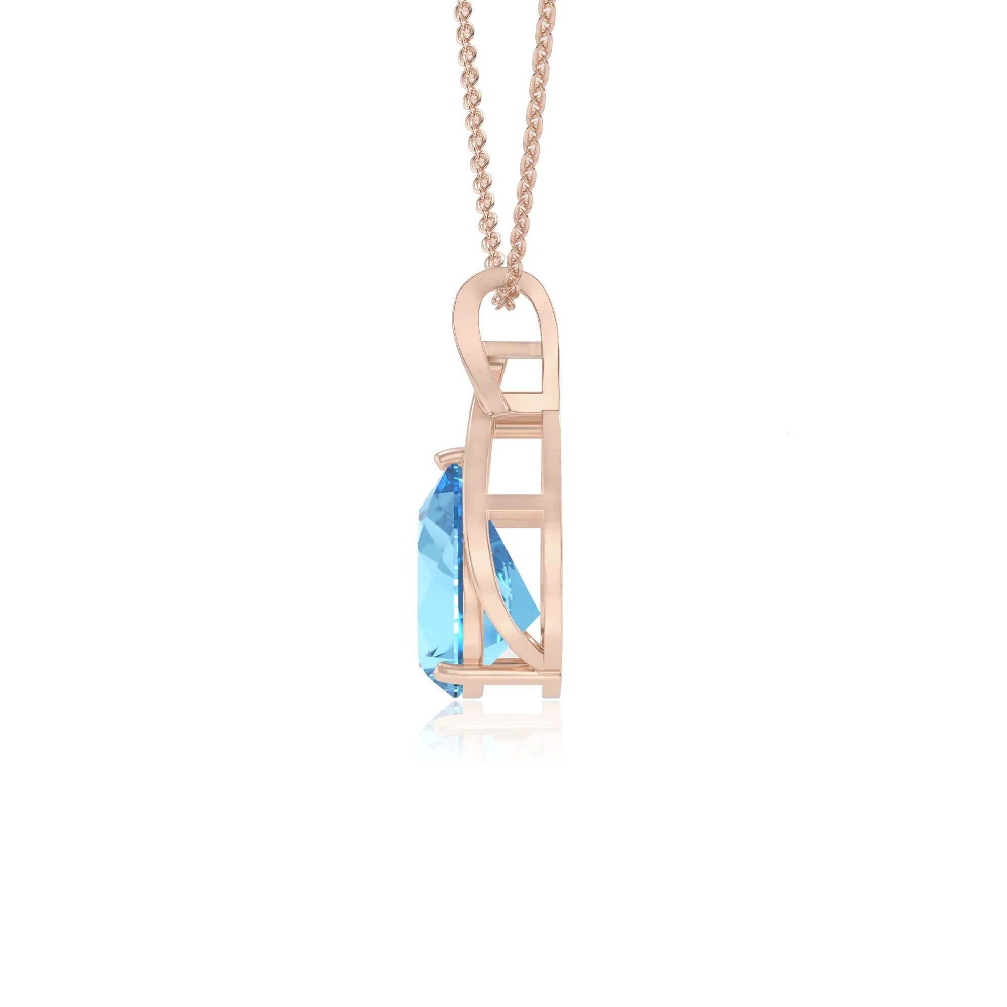 natural swiss-blue-topaz pear solitaire necklaces in rose gold 