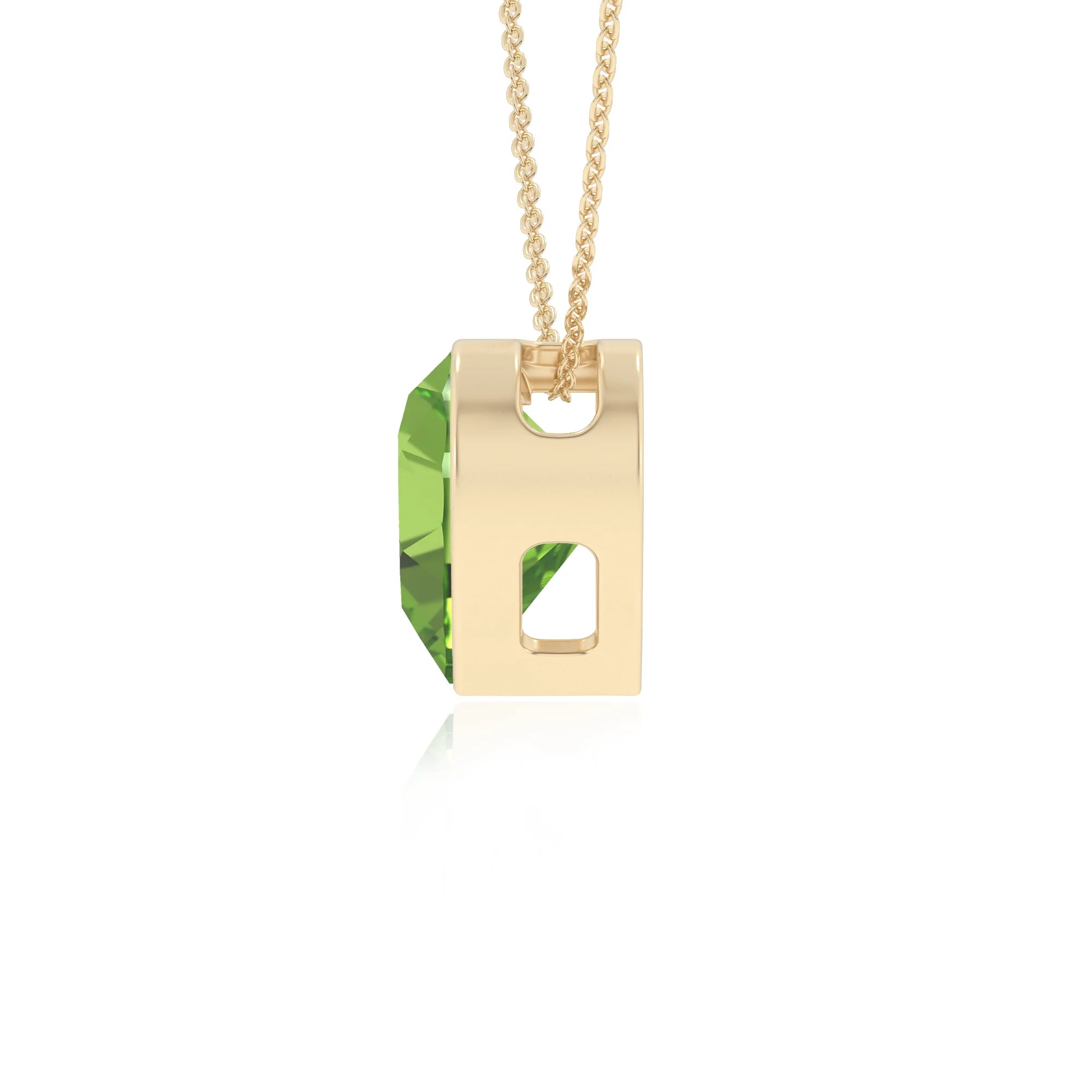 natural peridot heart solitaire necklaces in yellow gold 