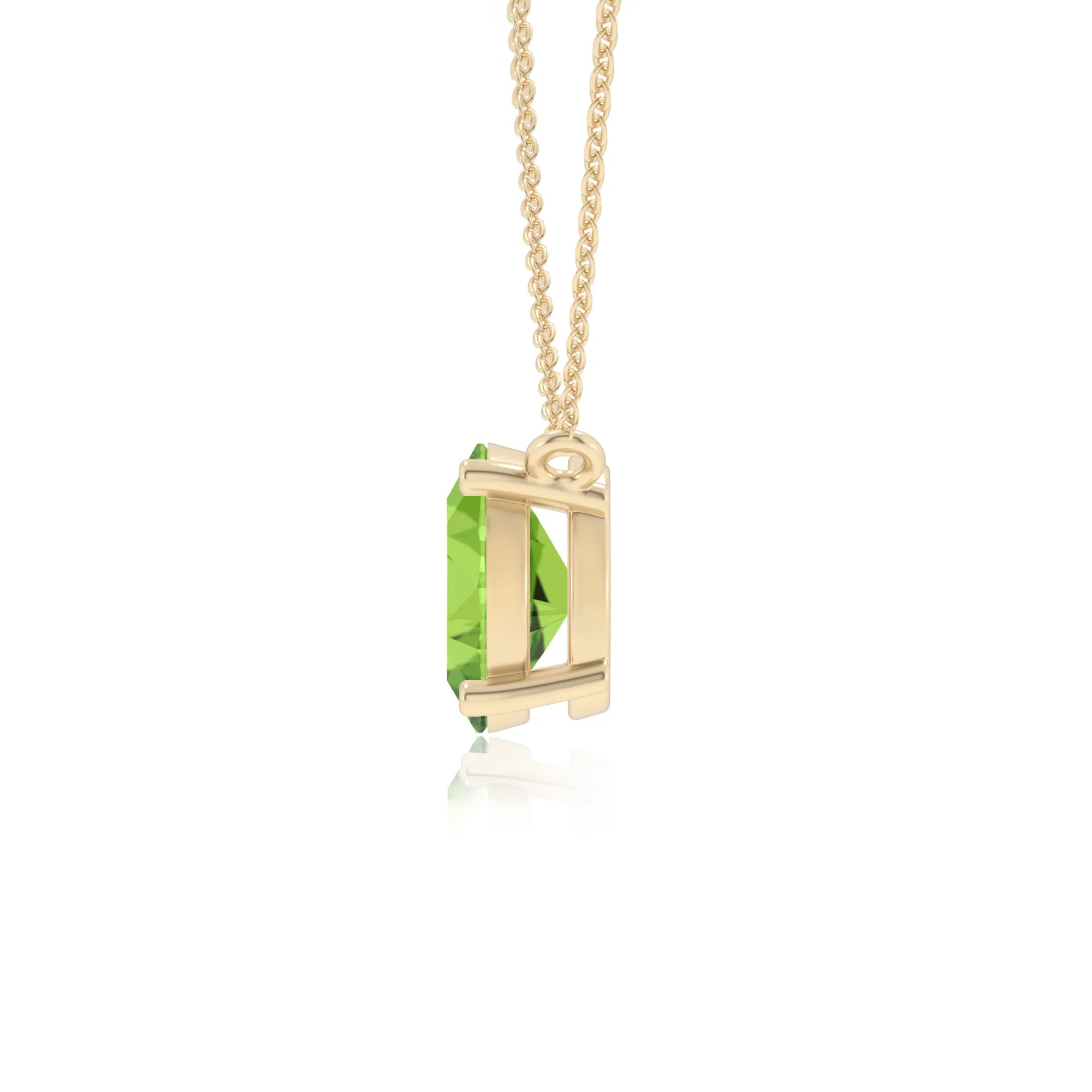 natural peridot oval solitaire necklaces in yellow gold 