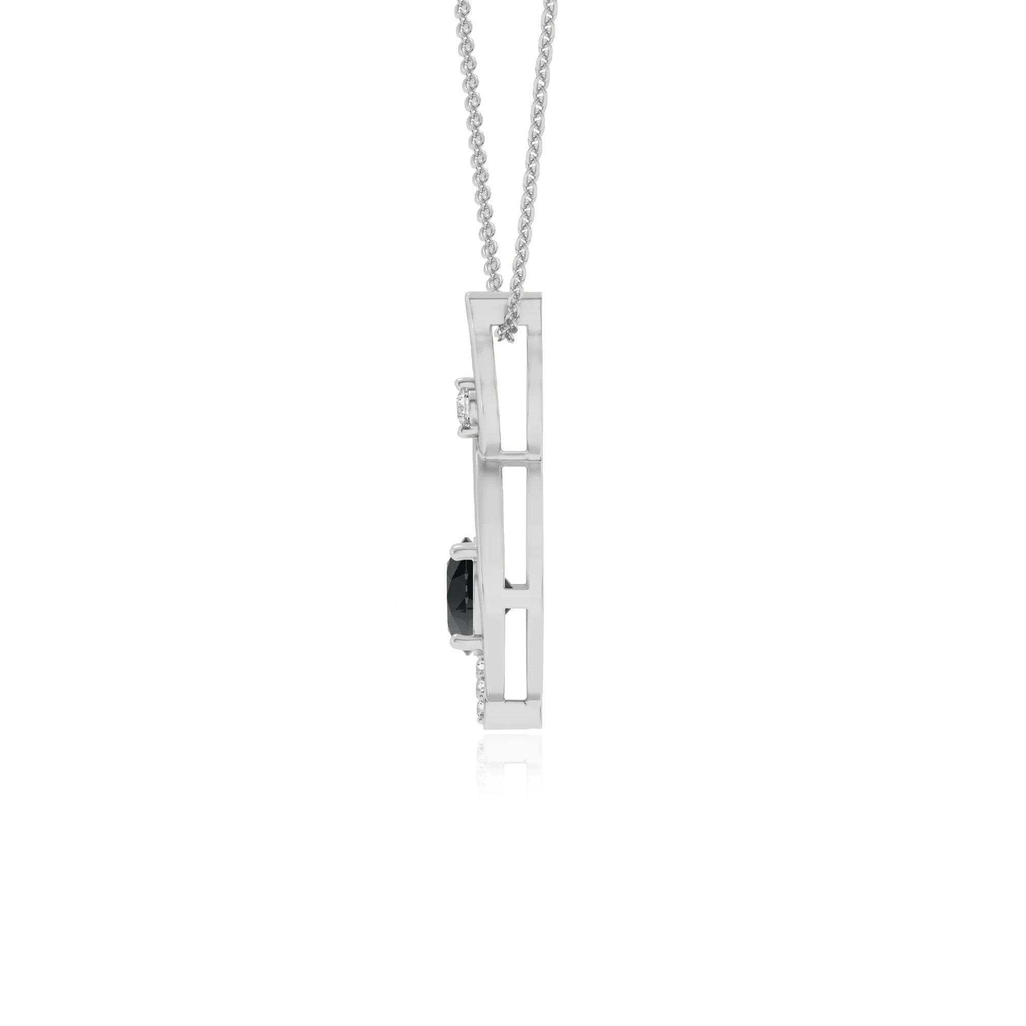 natural black-onyx round solitaire necklaces in sterling silver 