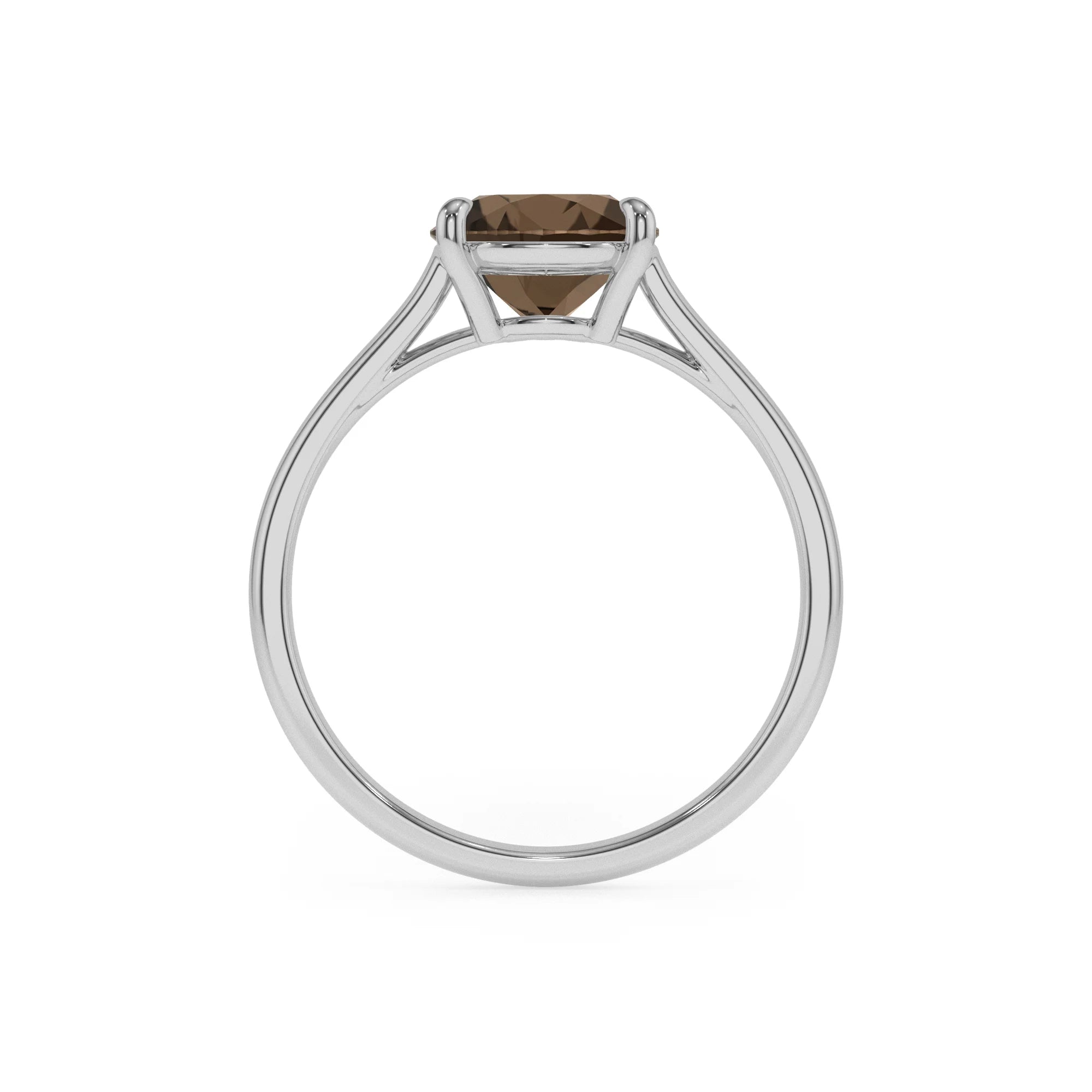 natural smoky-quartz pear solitaire rings in platinum 
