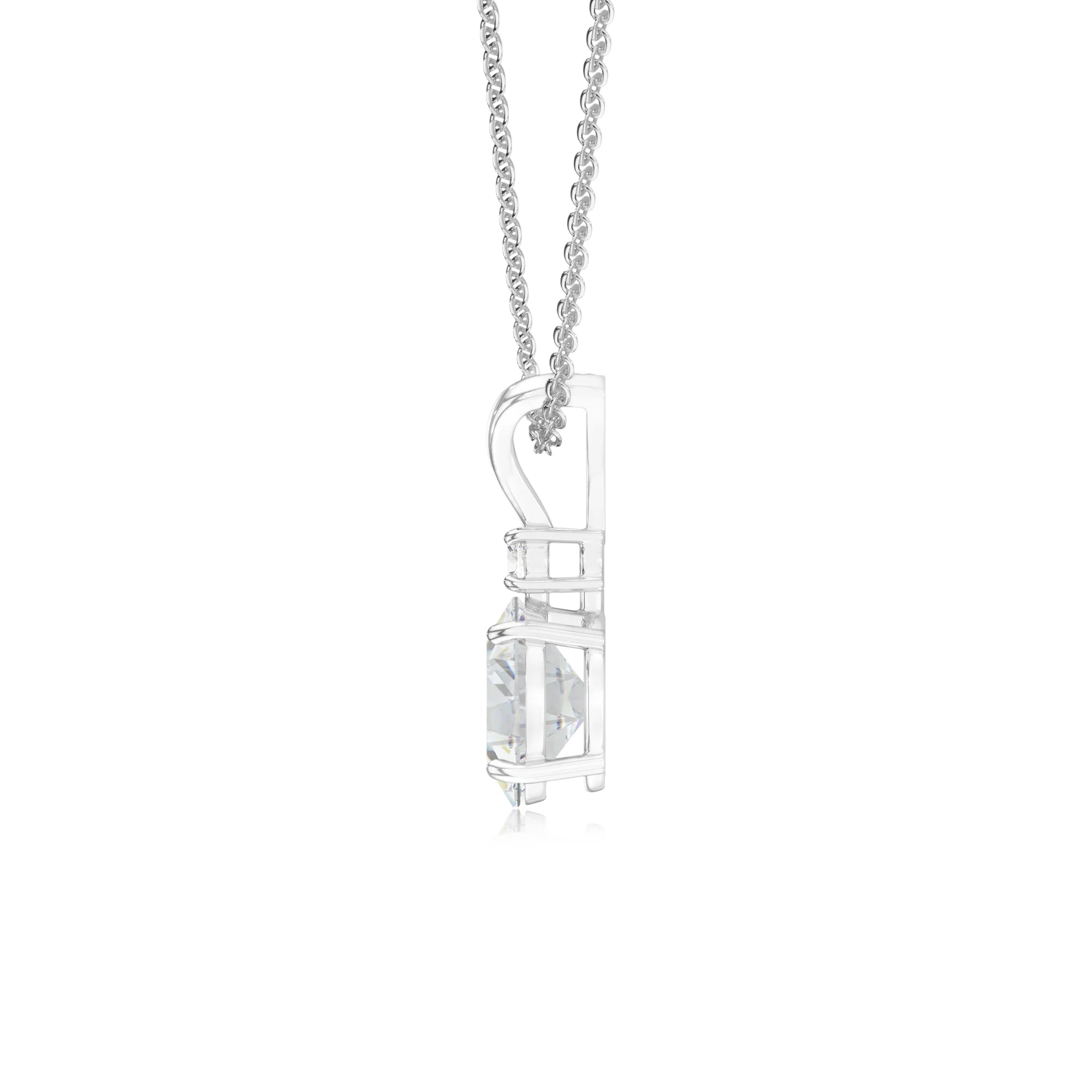 lab grown moissanite oval solitaire v-bale necklaces in platinum 