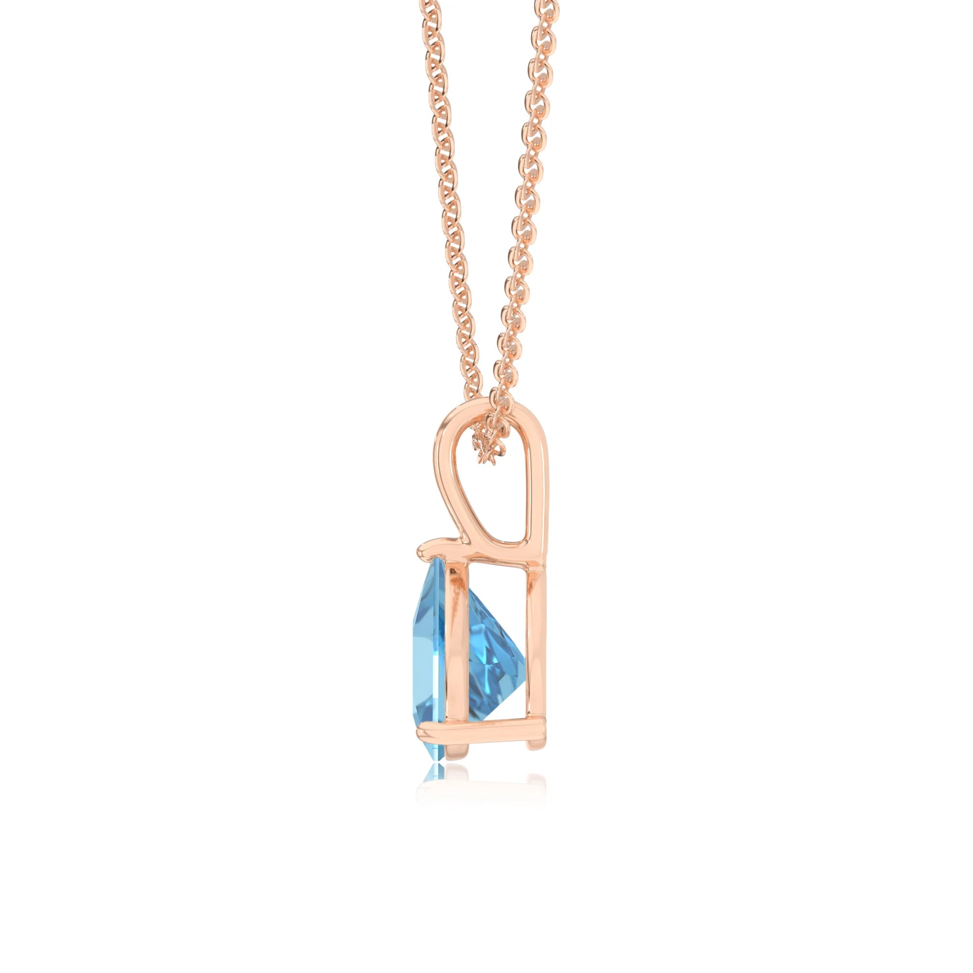 natural swiss-blue-topaz trillion solitaire necklaces in rose gold 