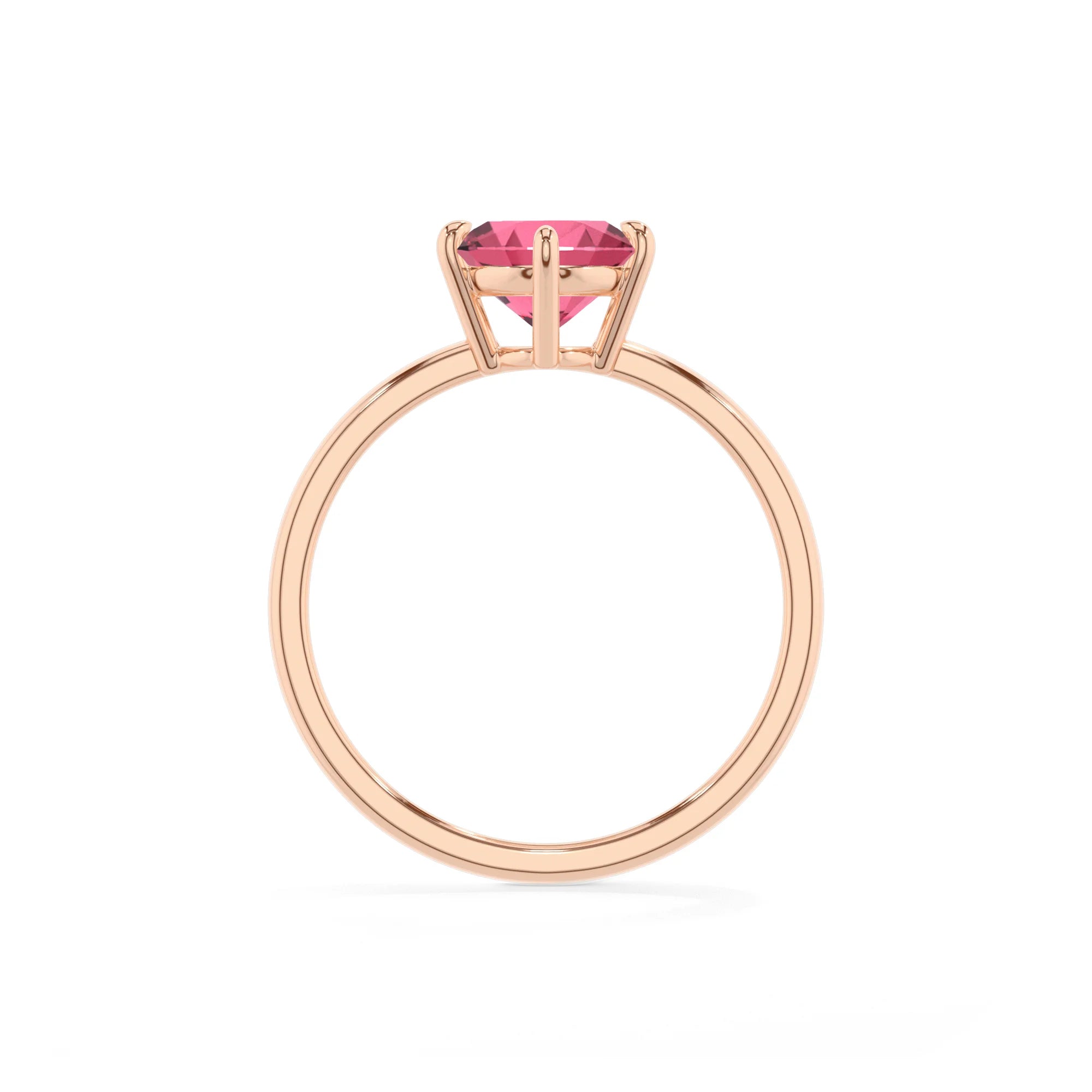 lab grown pink-tourmaline oval solitaire rings in rose gold 