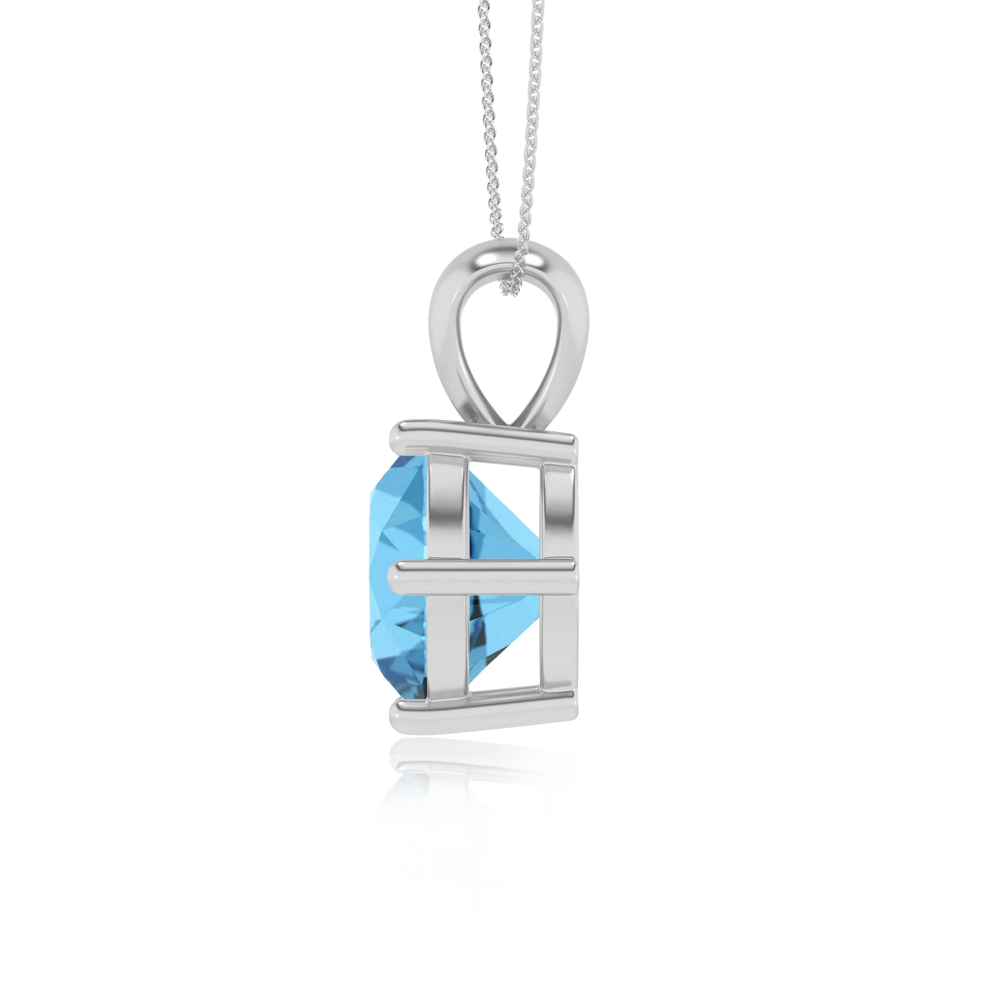 natural swiss-blue-topaz round solitaire necklaces in sterling silver 