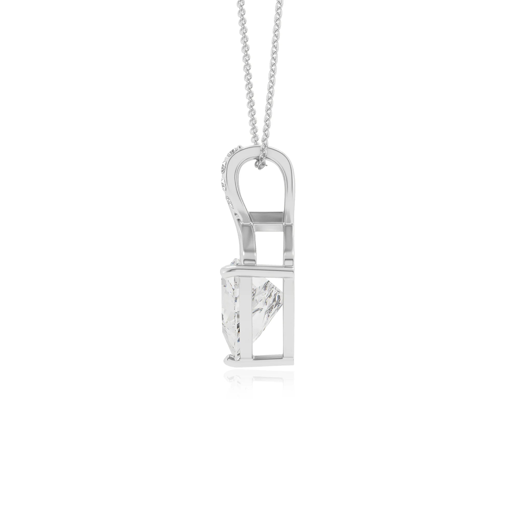 lab grown moissanite trillion solitaire necklaces in white gold 