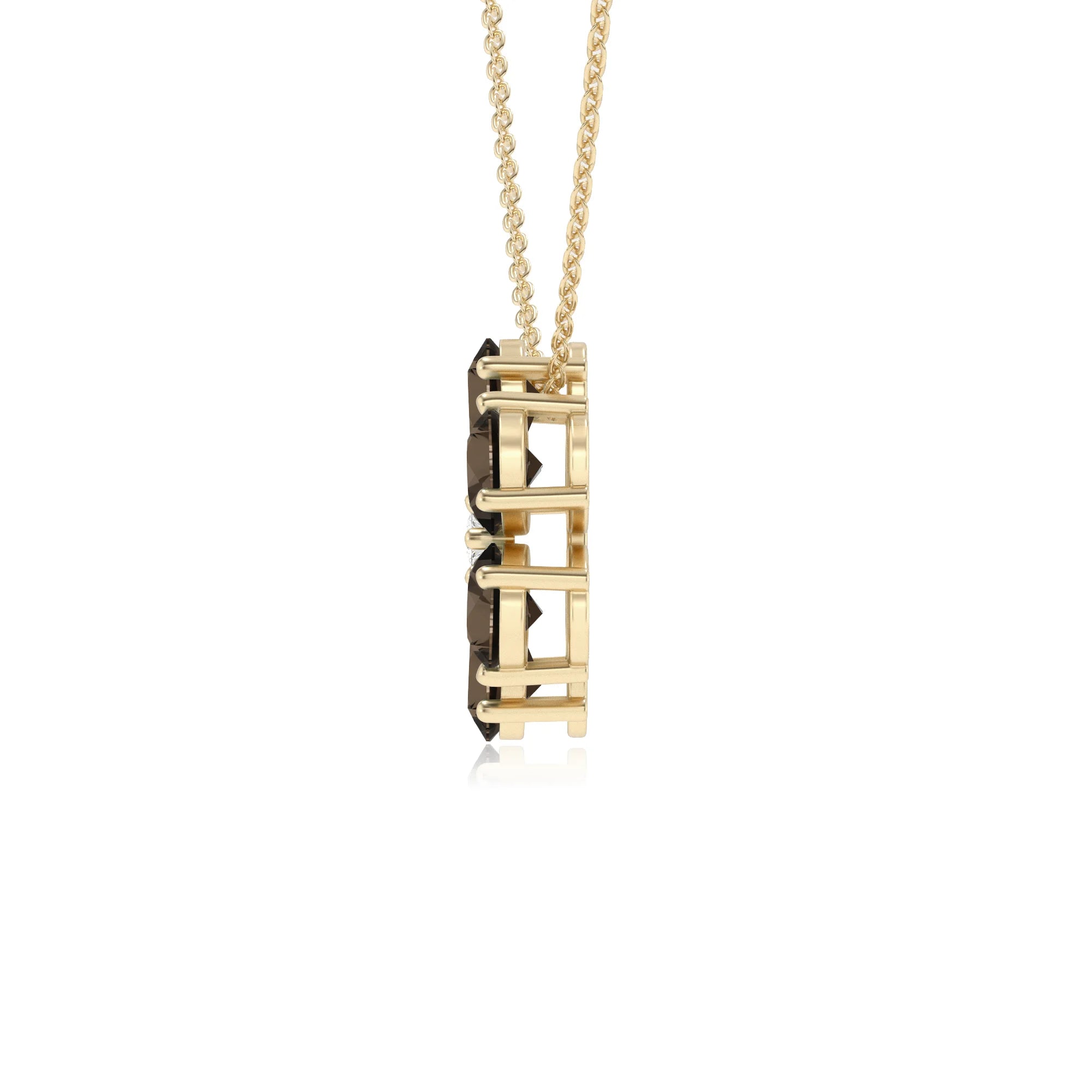 natural smoky-quartz pear solitaire necklaces in yellow gold 