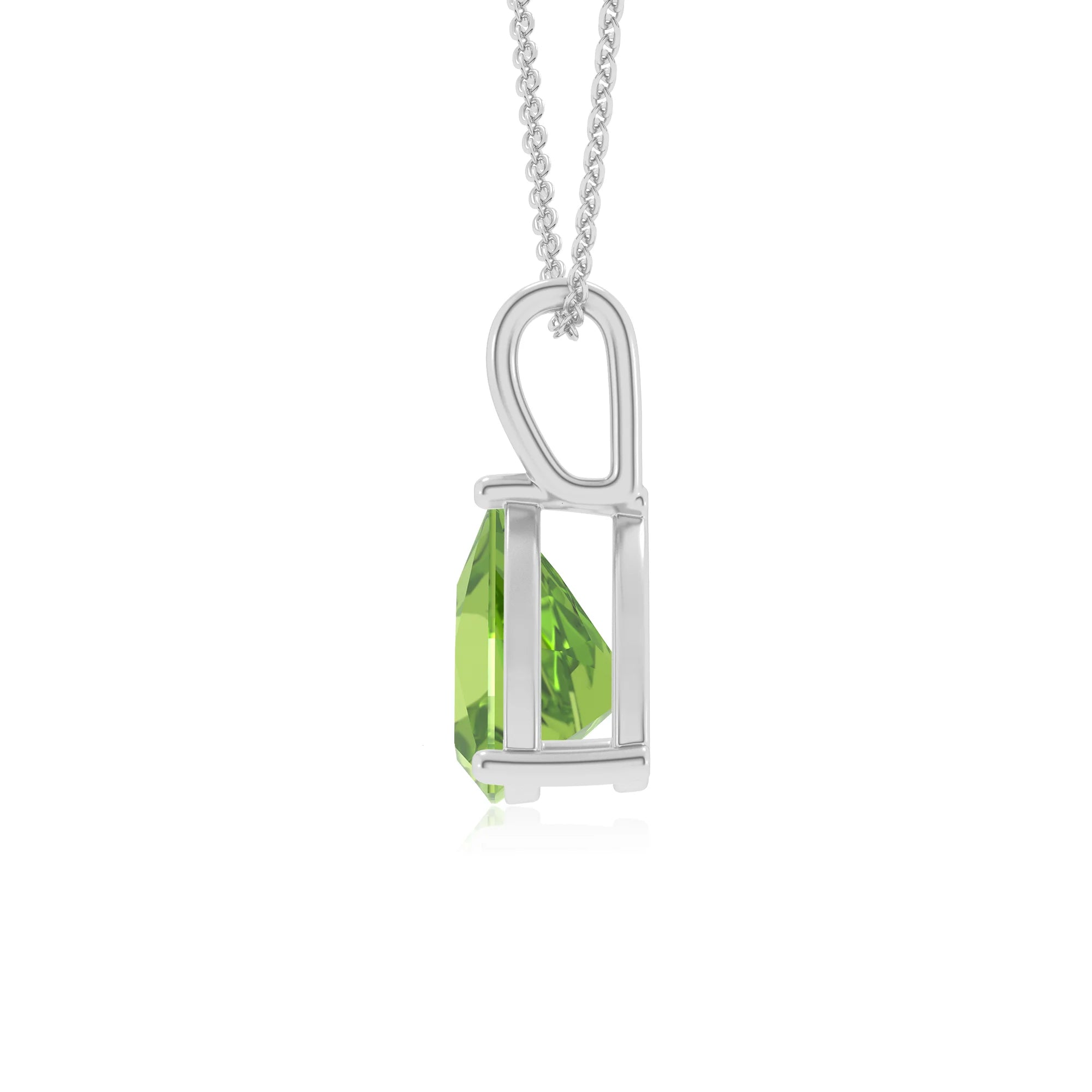 natural peridot trillion solitaire necklaces in sterling silver 