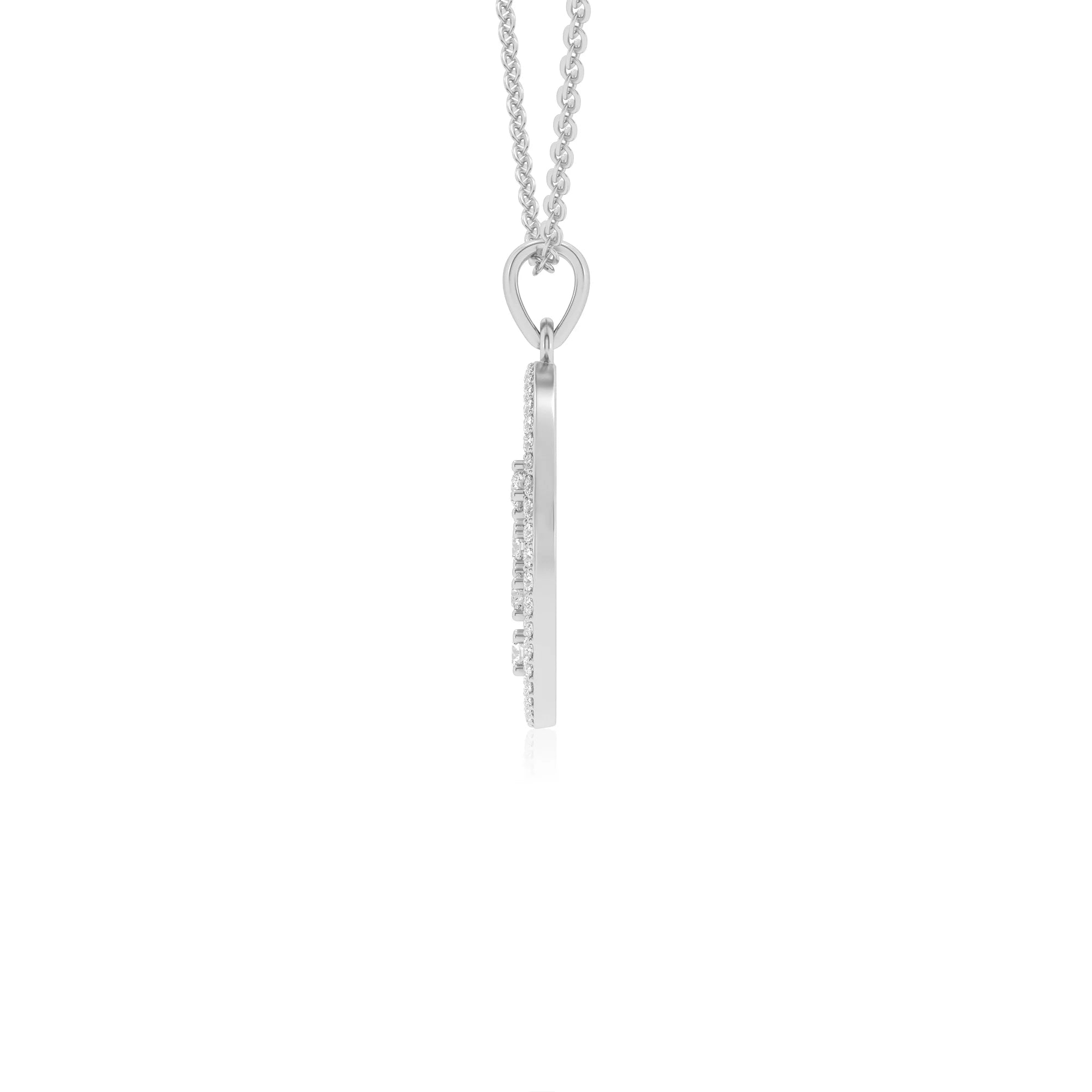 lab grown moissanite round necklaces in white gold 