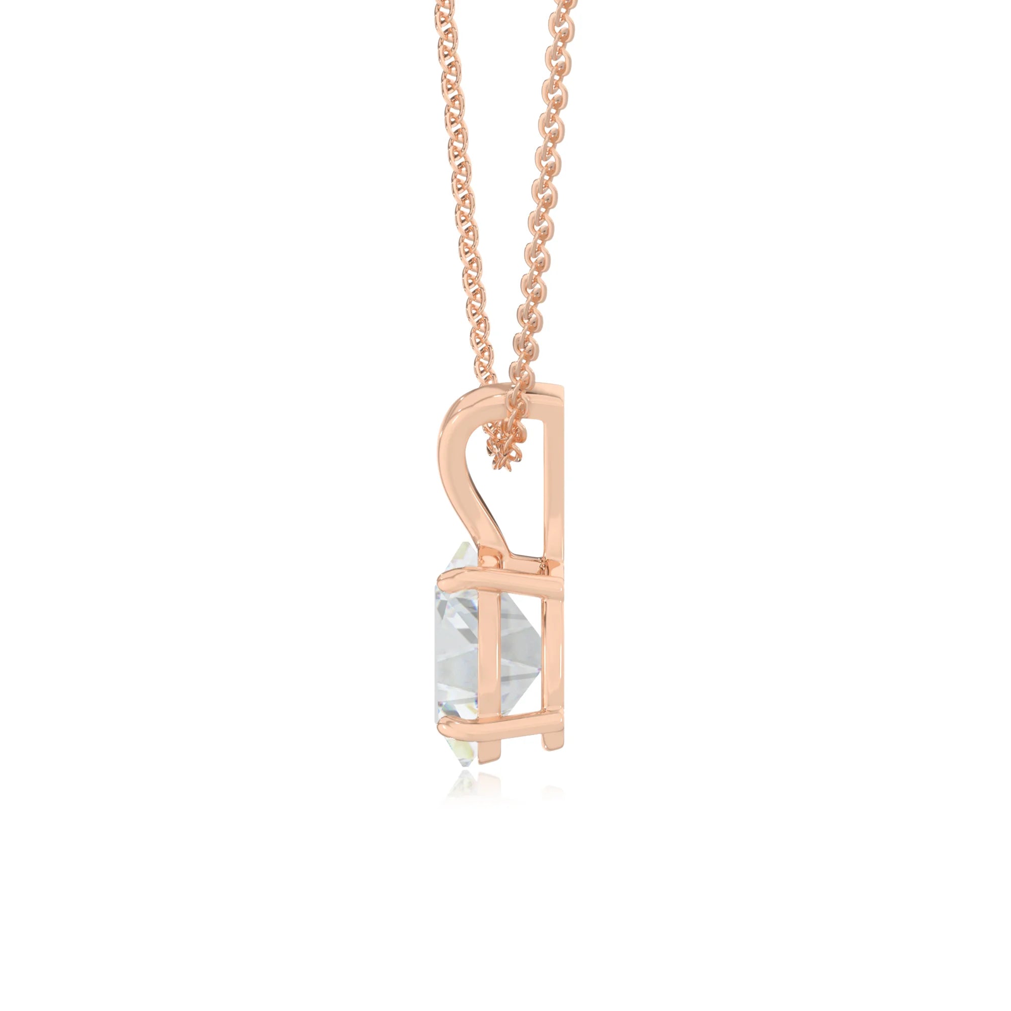 lab grown moissanite oval solitaire v-bale necklaces in rose gold 
