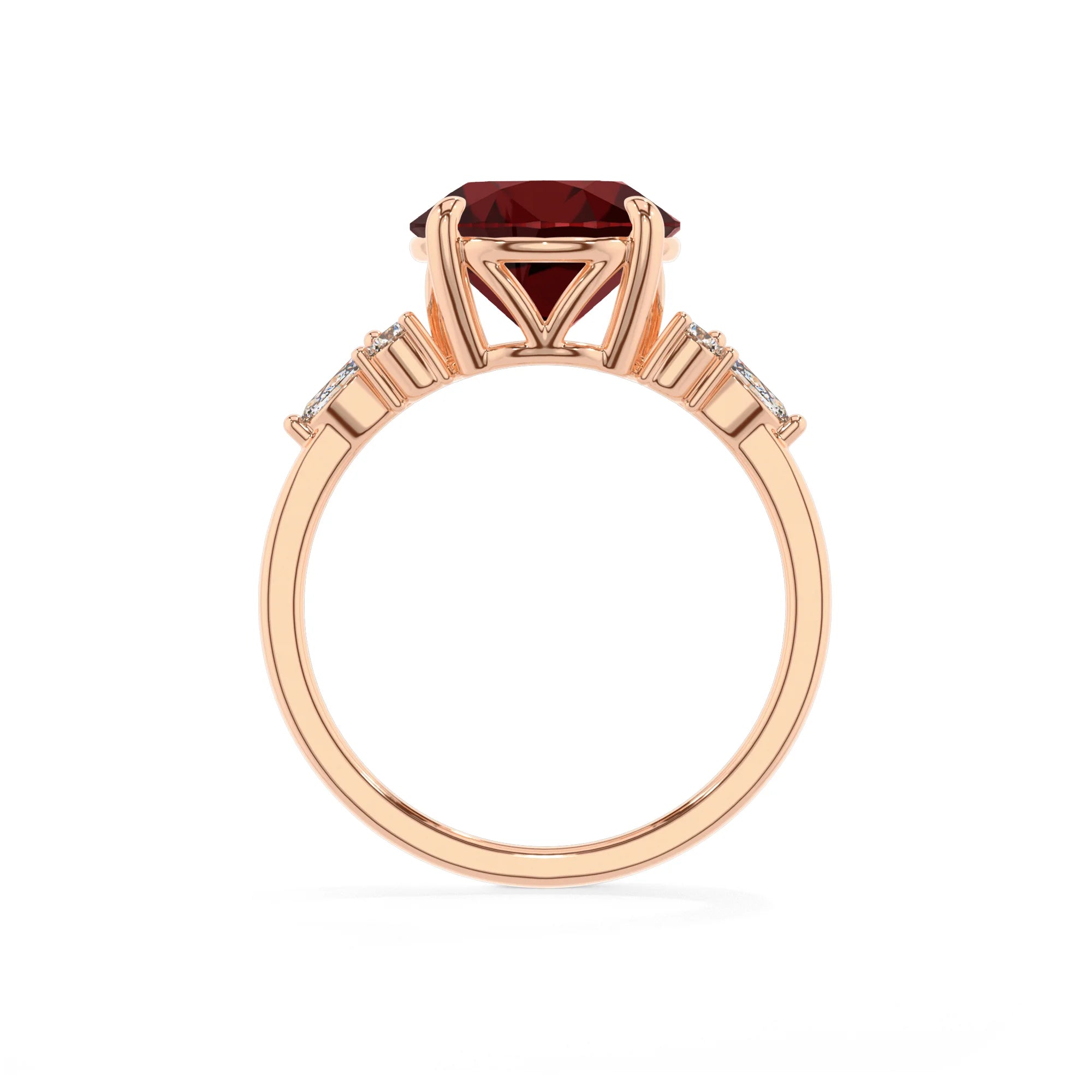 natural garnet round solitaire rings in rose gold 