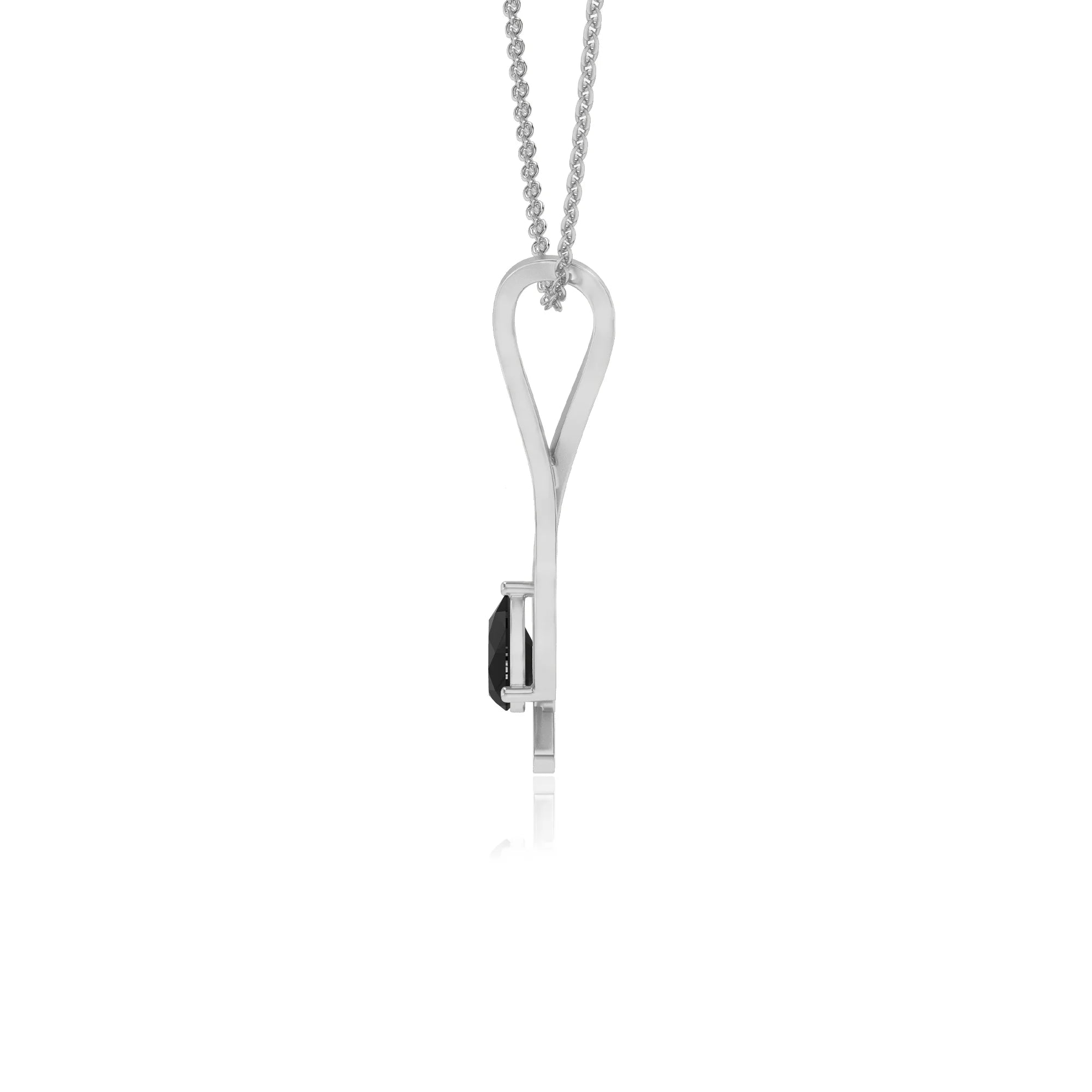 natural black-onyx pear solitaire necklaces in sterling silver 
