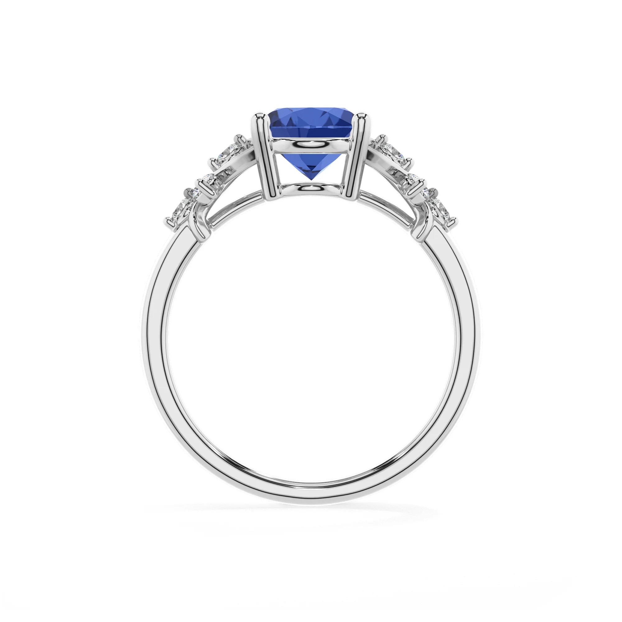 lab grown blue-sapphire oval solitaire rings in white gold 