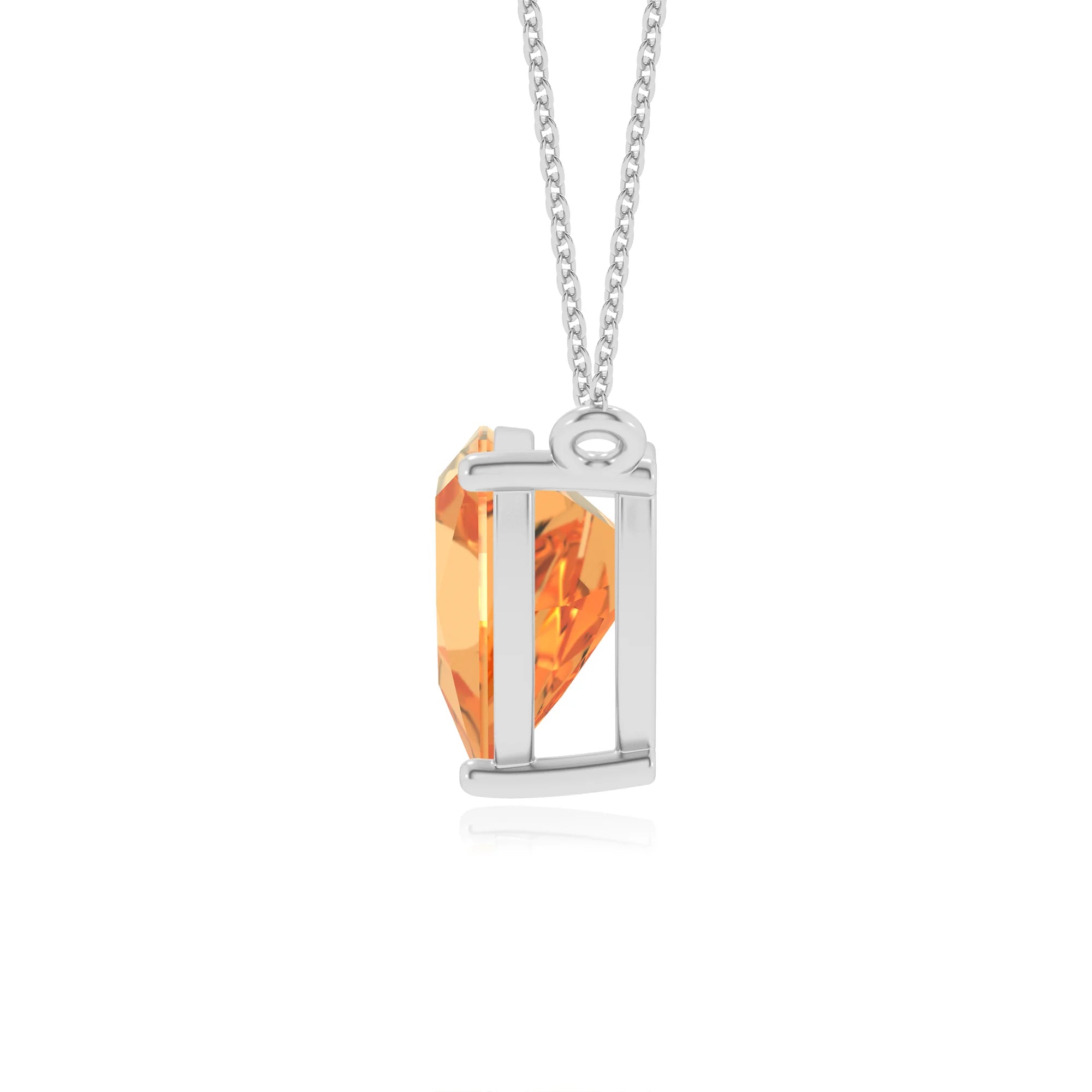 lab grown citrine trillion solitaire necklaces in platinum 