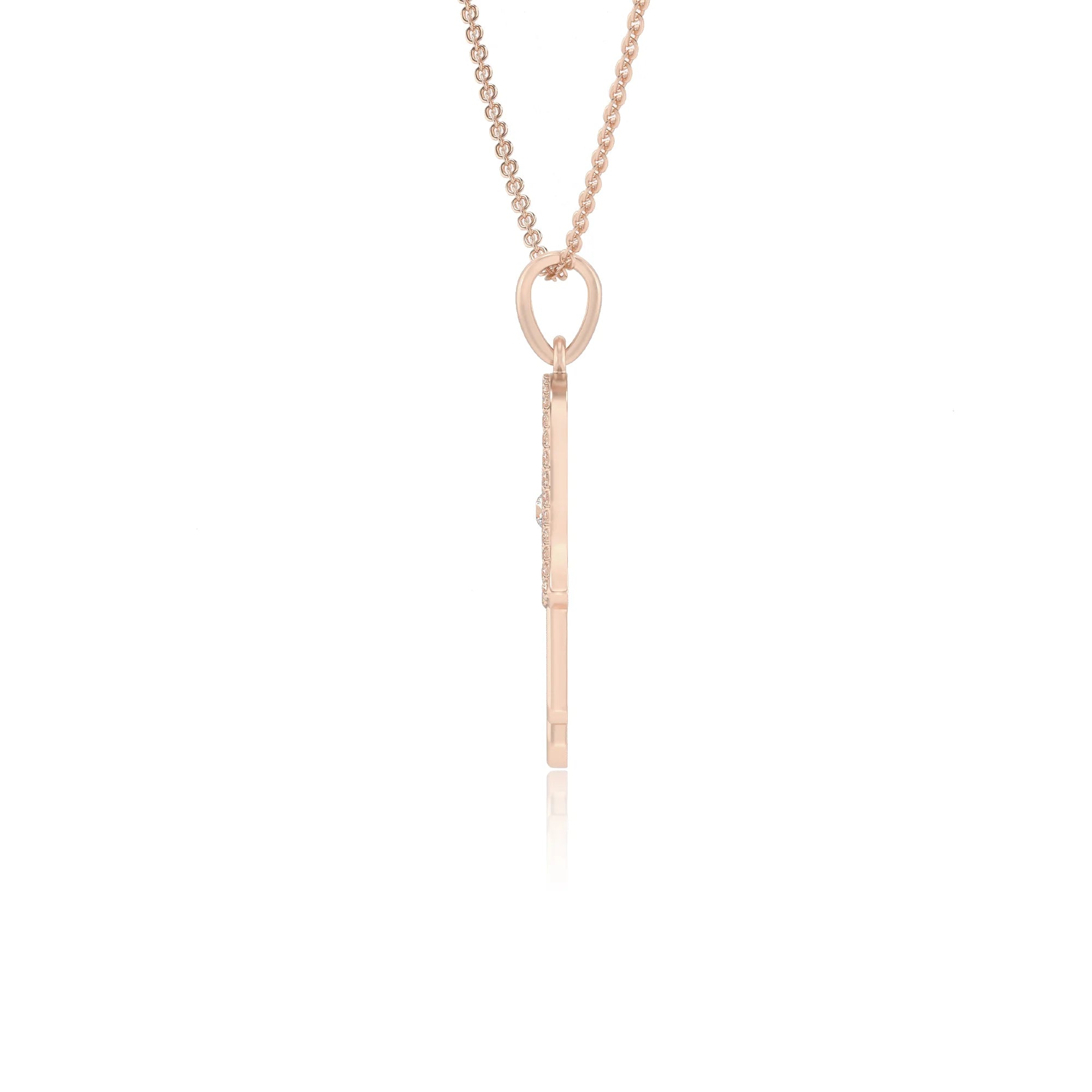 lab grown moissanite round infinity necklaces in rose gold 