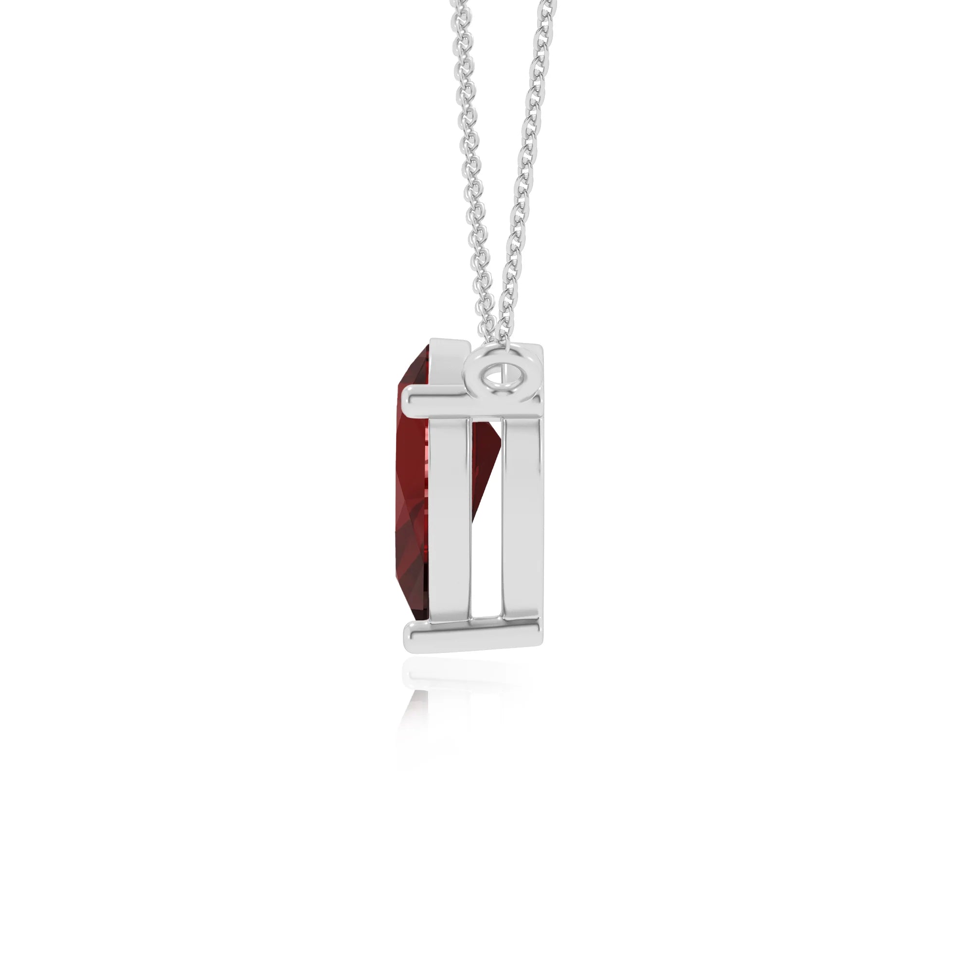 natural garnet pear solitaire necklaces in platinum 