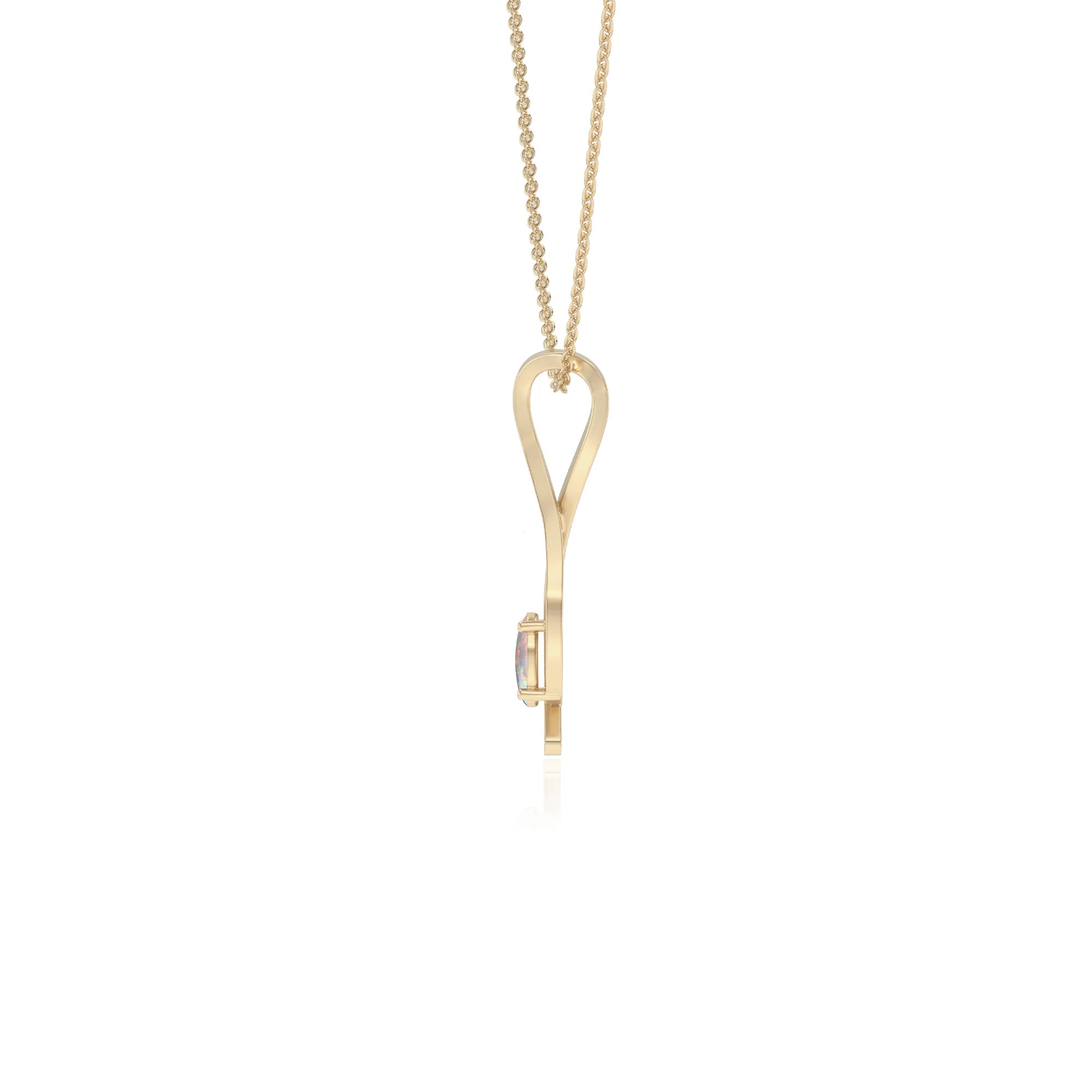 lab grown opal oval solitaire necklaces in yellow gold 