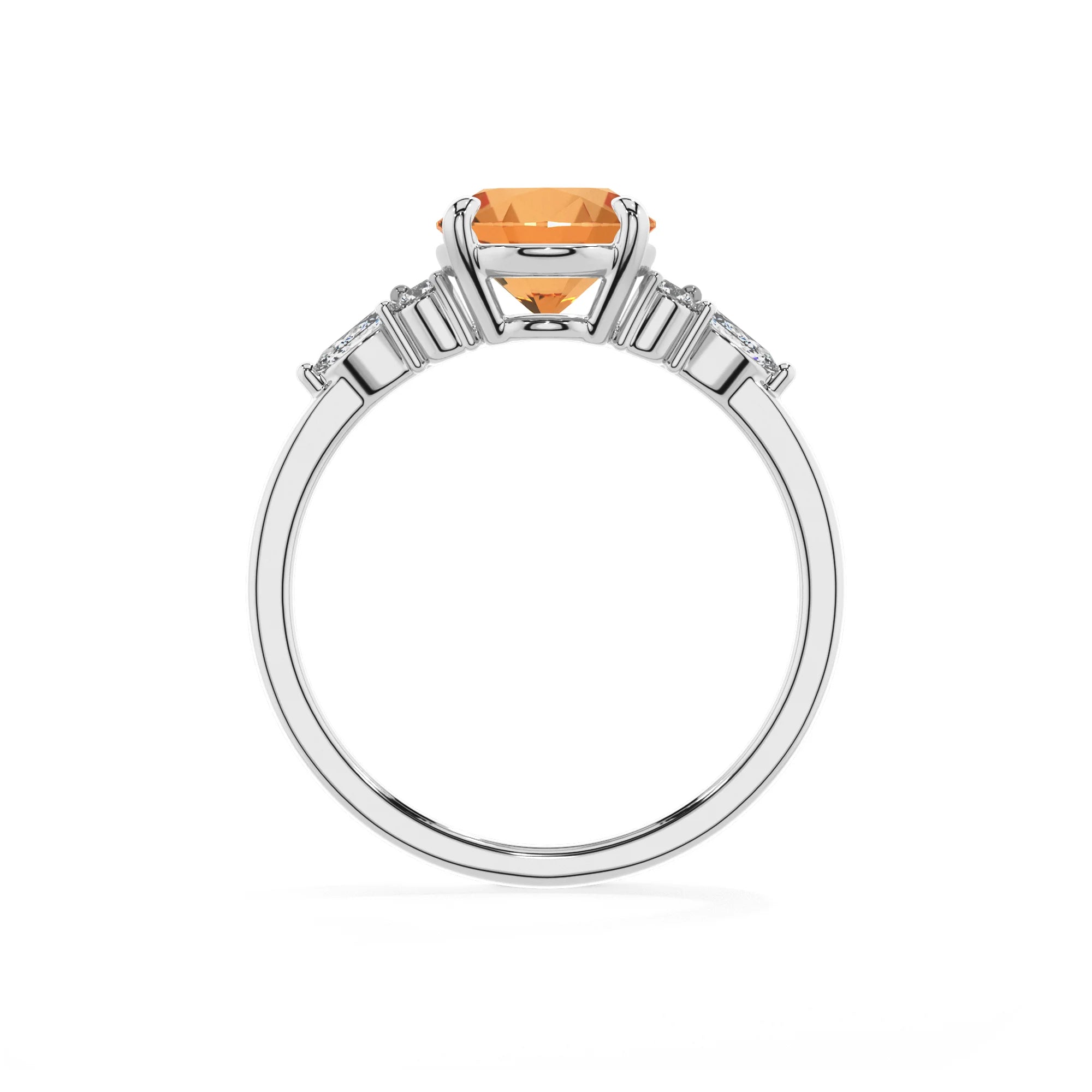 lab grown citrine oval solitaire rings in white gold 