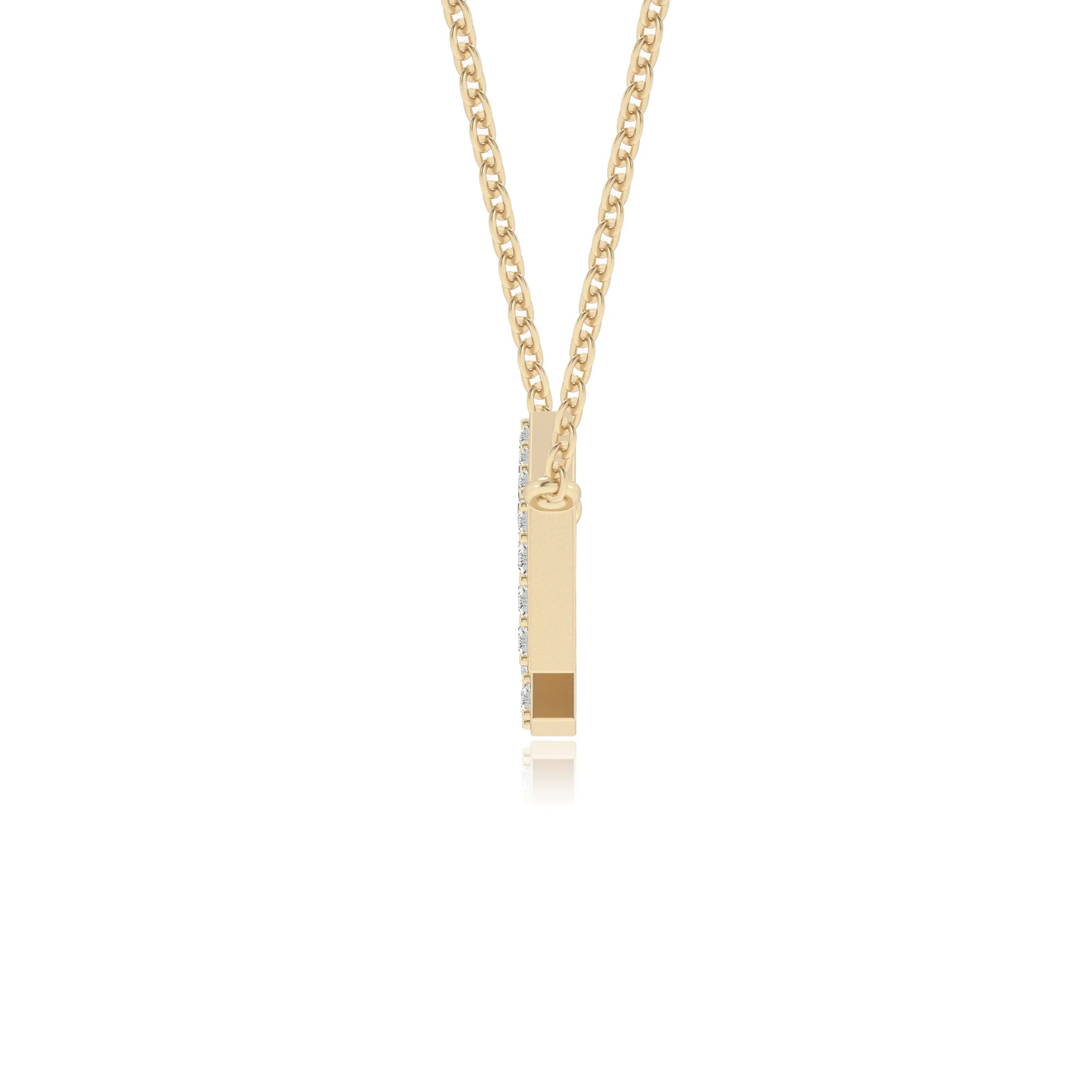lab grown moissanite round necklaces in yellow gold 