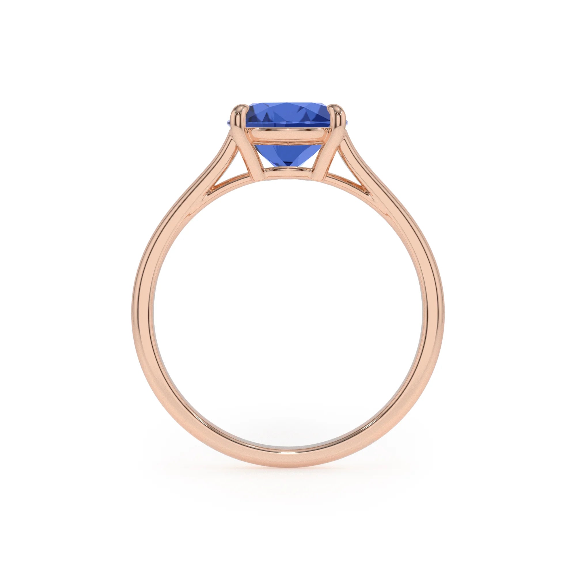 lab grown blue-sapphire pear solitaire rings in rose gold 