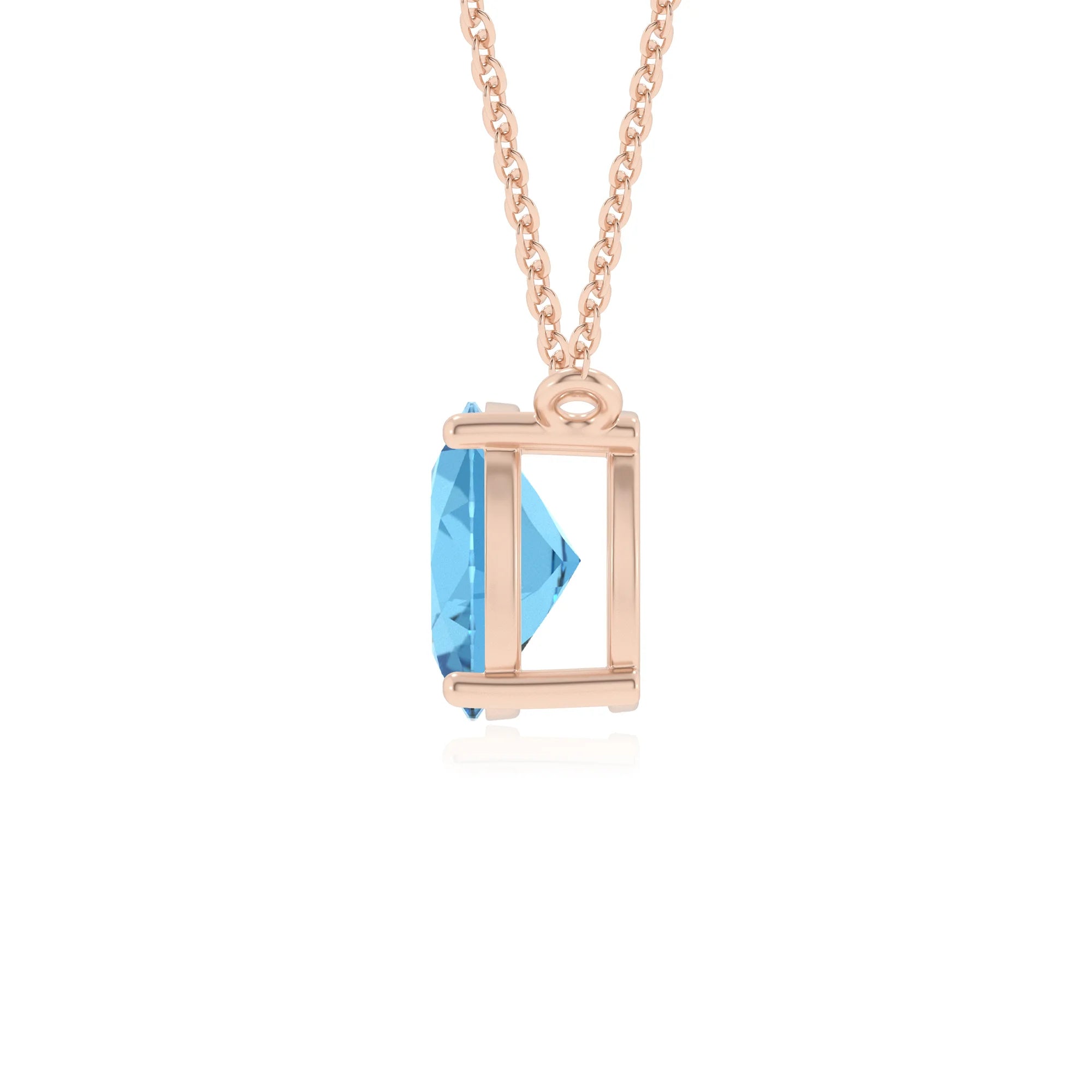 natural swiss-blue-topaz oval solitaire v-bale necklaces in rose gold 