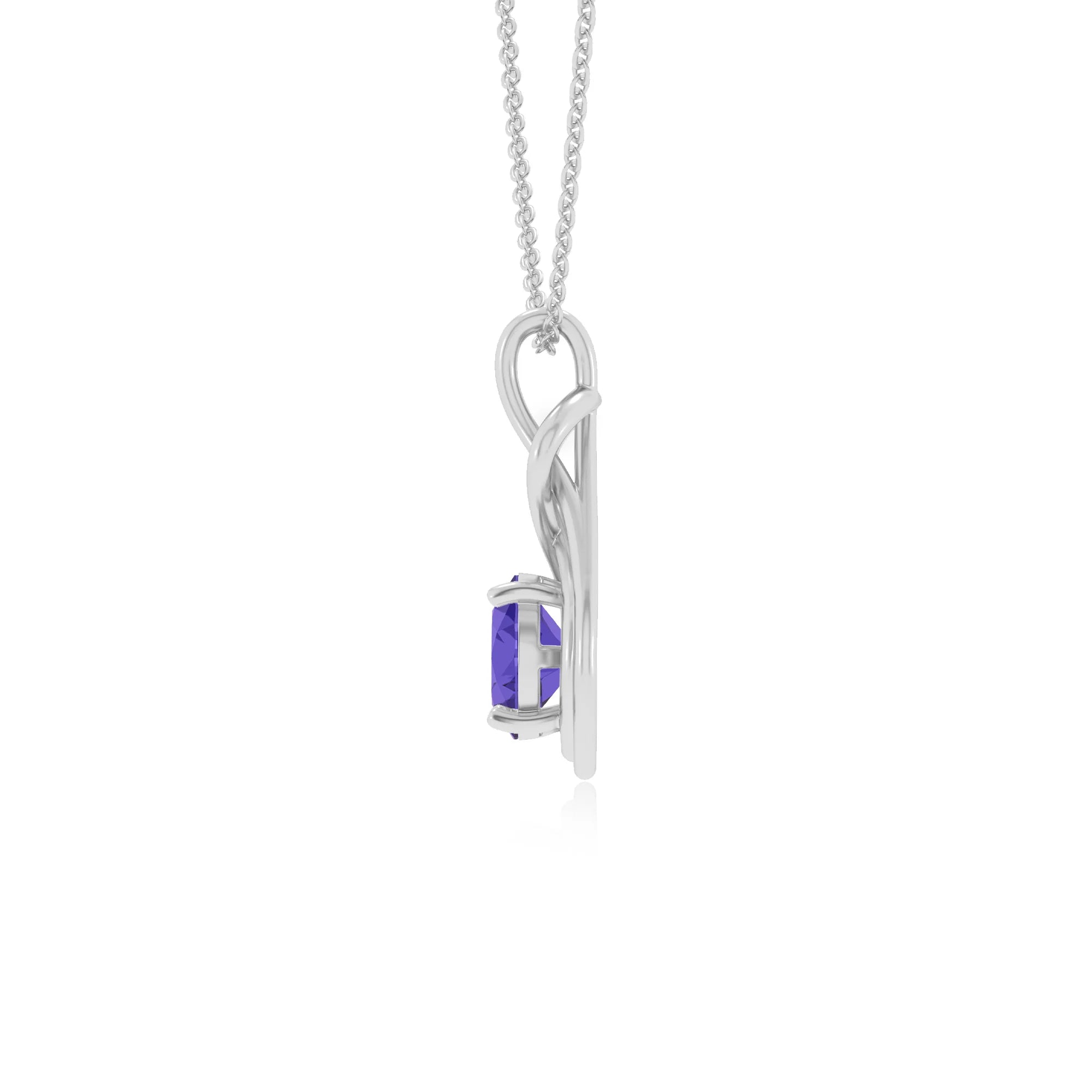 lab grown tanzanite round solitaire necklaces in white gold 