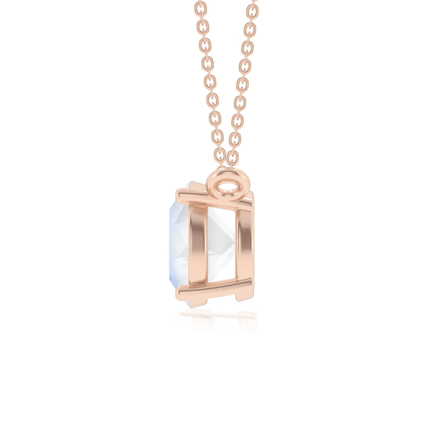 natural rainbow-moonstone round solitaire necklaces in rose gold 