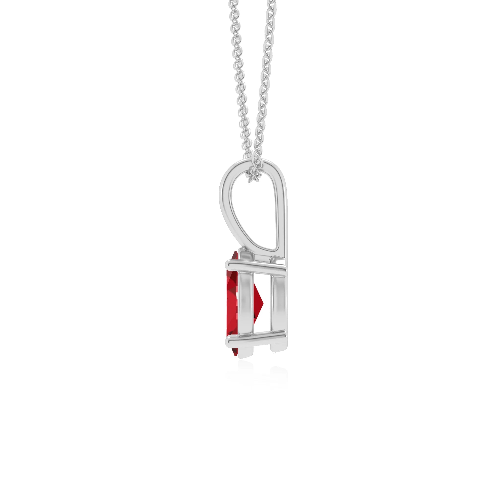 lab grown ruby oval solitaire necklaces in sterling silver 