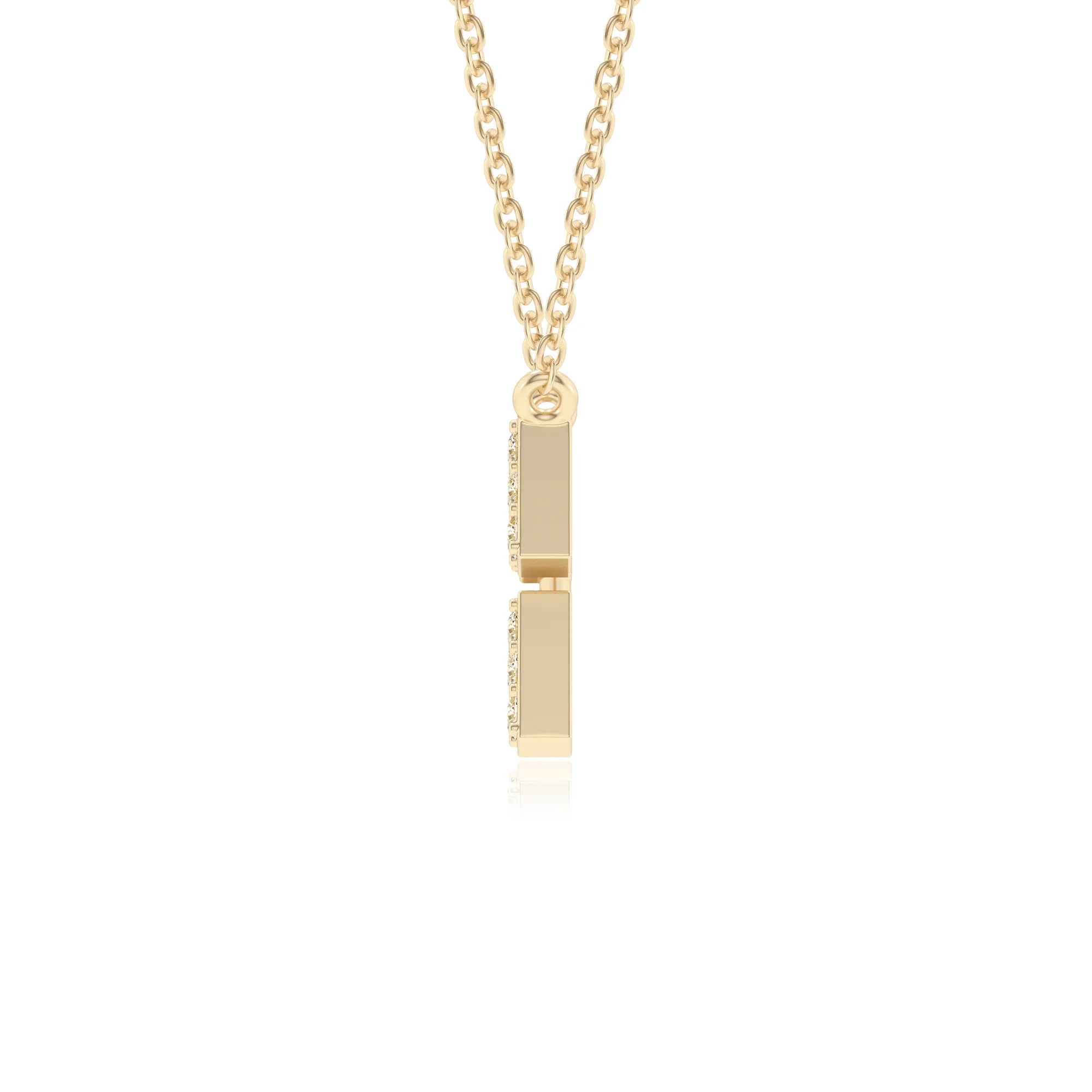lab grown moissanite round necklaces in yellow gold 