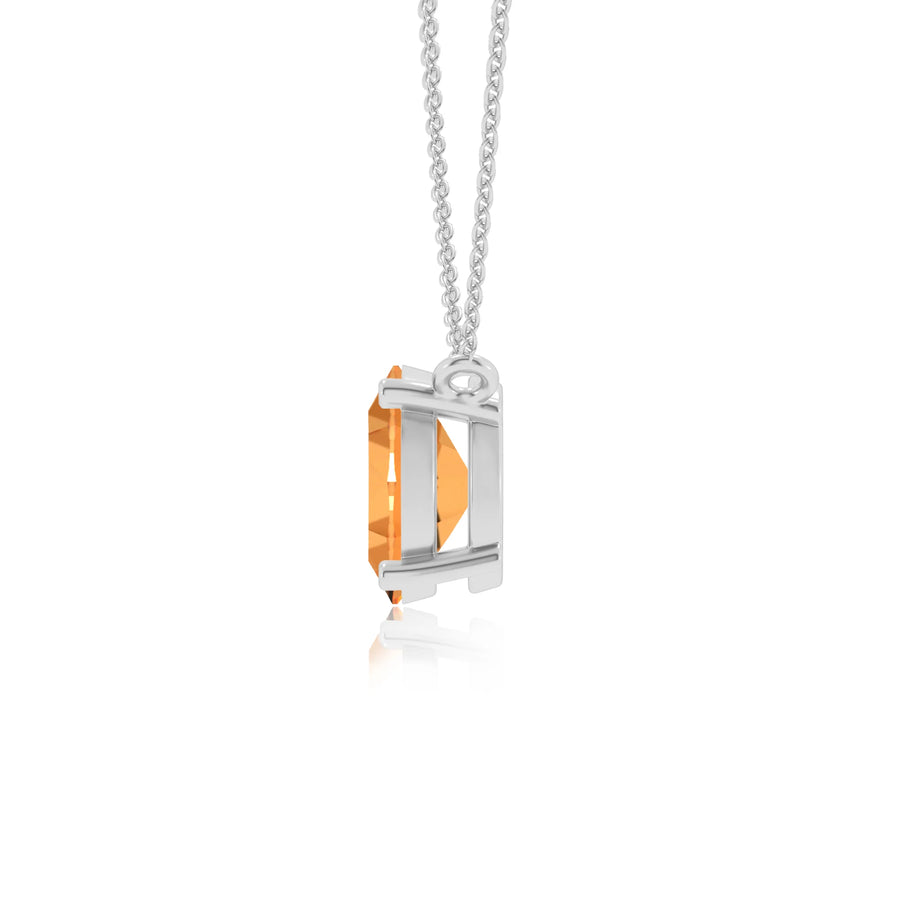 lab grown citrine oval solitaire necklaces in white gold 