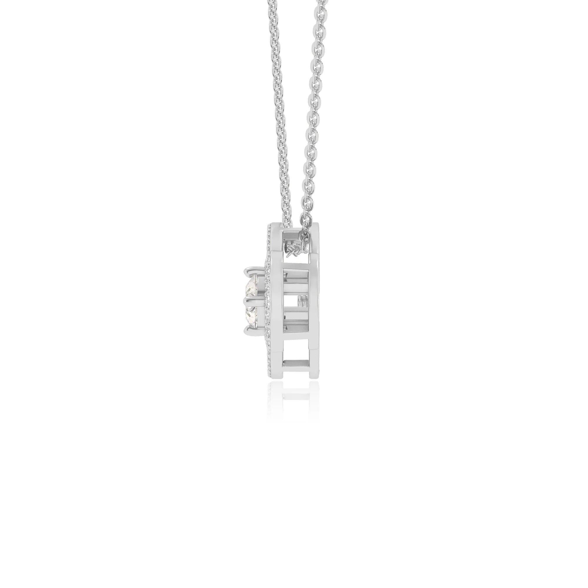 lab grown moissanite round solitaire necklaces in white gold 
