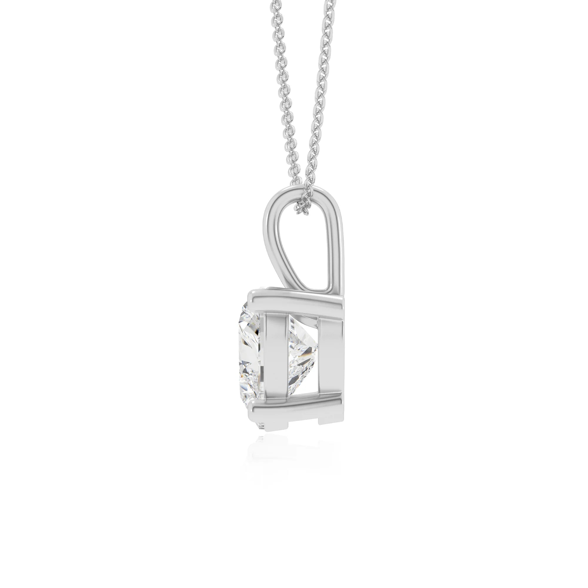 lab grown moissanite heart solitaire necklaces in platinum 